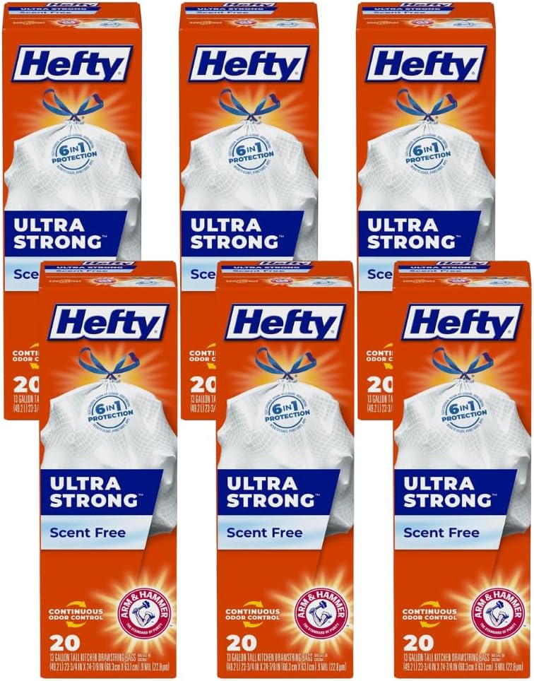 Hefty Ultra Strong Tall Kitchen Trash Bags, Unscented, 13