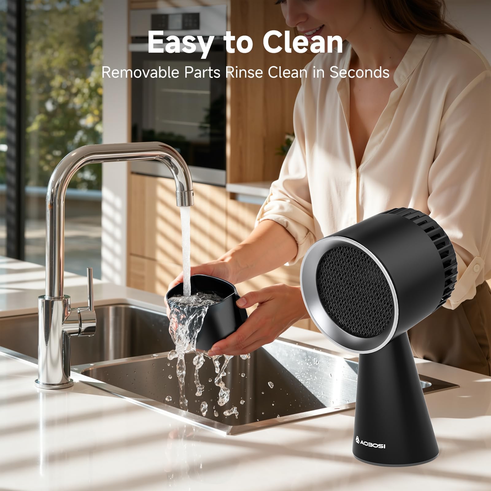AAOBOSI Campana extractora portátil, campana extractora de escritorio con calibre más grande, extractor de cocina de 3 velocidades, bajo ruido, taza de recogida de aceite, 10 filtros de aire y aceite