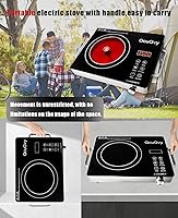 Vista 5 de Portable Infrared Burner 3500 Electri Burner with 3 Hours Timer-Electric Hot Plate Touch Control Panel Adjustable Heating Power Glass Plate Electric