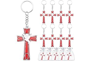 Quelay Confirmation Gifts Bulk, 12-Pack Cross and Dove Key Ring