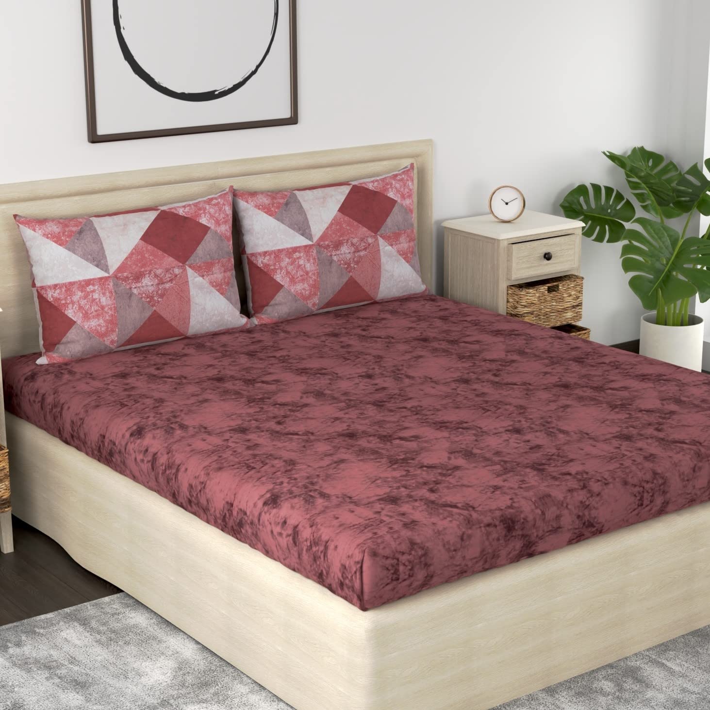 Huesland by Ahmedabad Cotton 186 TC Cotton Bedsheets for King Size Bed