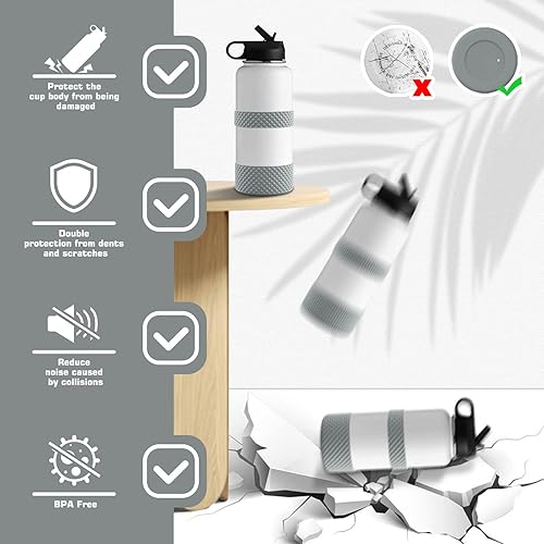 Miniatura 2 de Bota para botella de agua, doble protección de silicona con textura de diamante, protector de bota de silicona de 12 a 40 onzas y más botellas de