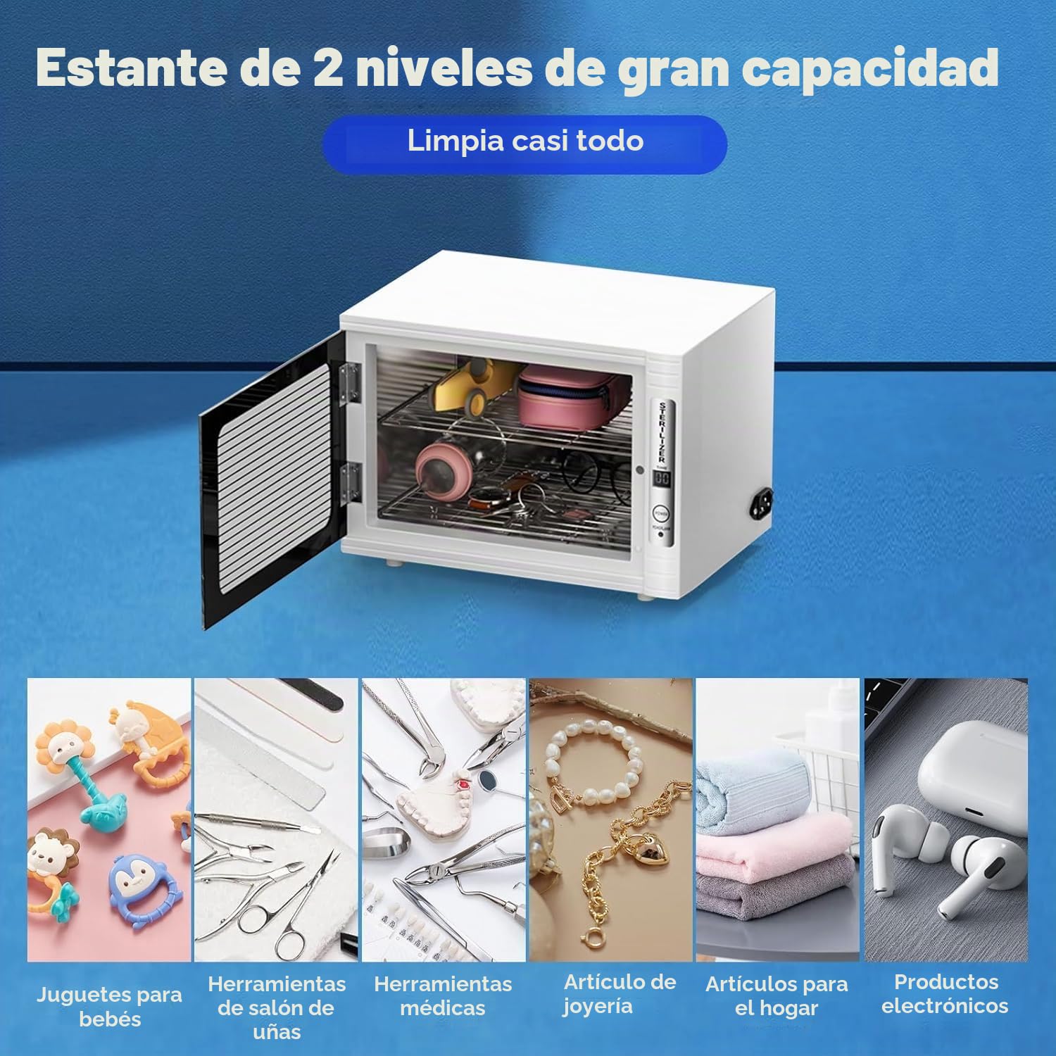 Esterilizador UV, esterilizador manicura de 12L,desinfectante maquina barberia con ajuste de temporizador, esterilizador de luz LED UV para uso en casa, salones de uñas,peluquería, salón de belleza