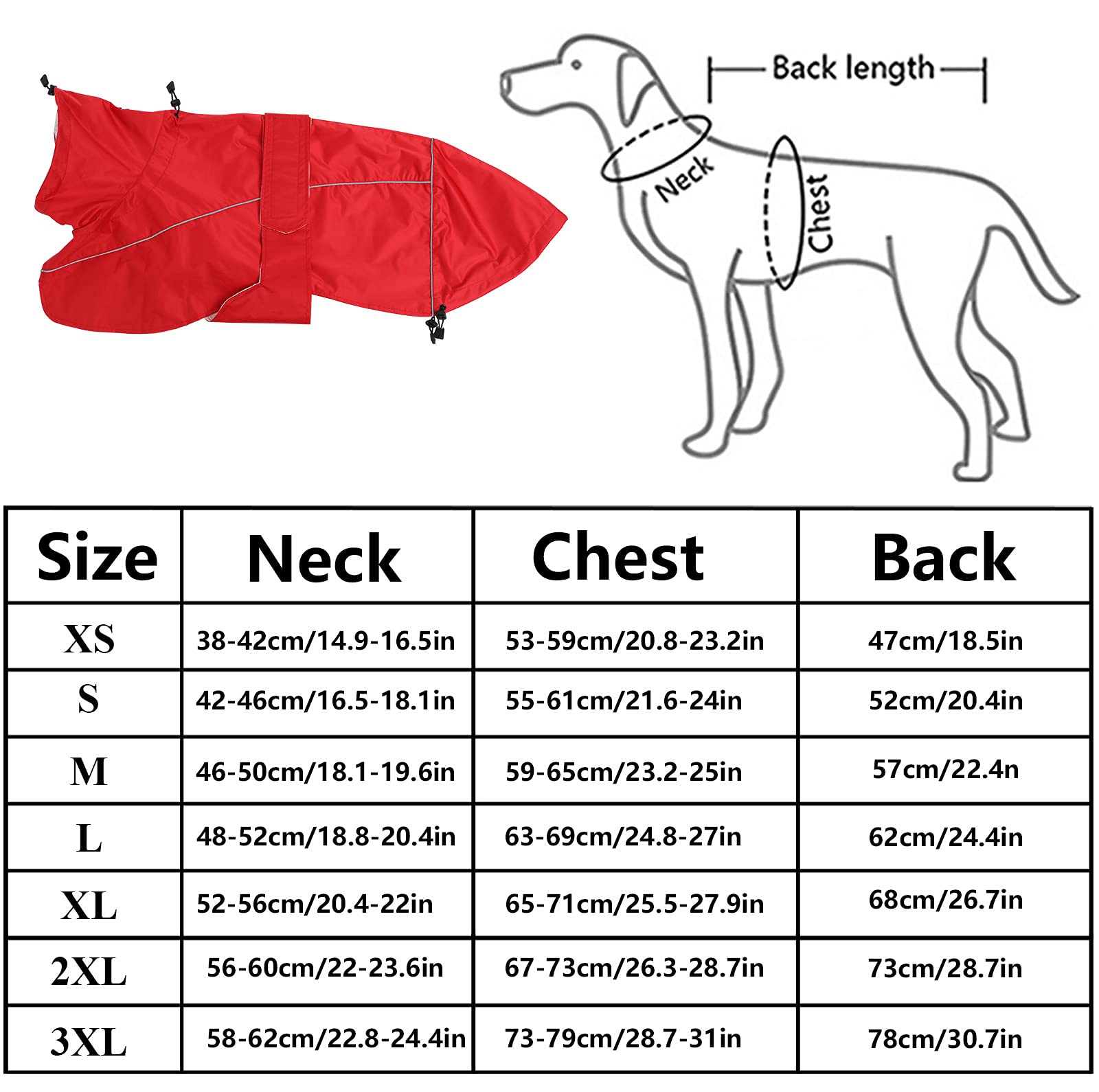 Manteau de Pluie MOREZI Greyhound, imperméable/imperméable, avec Cordon de Serrage réglable et Ceinture pour protéger l'abdomen, adapté aux Chiens de Taille Moyenne et Grande-Rouge-M