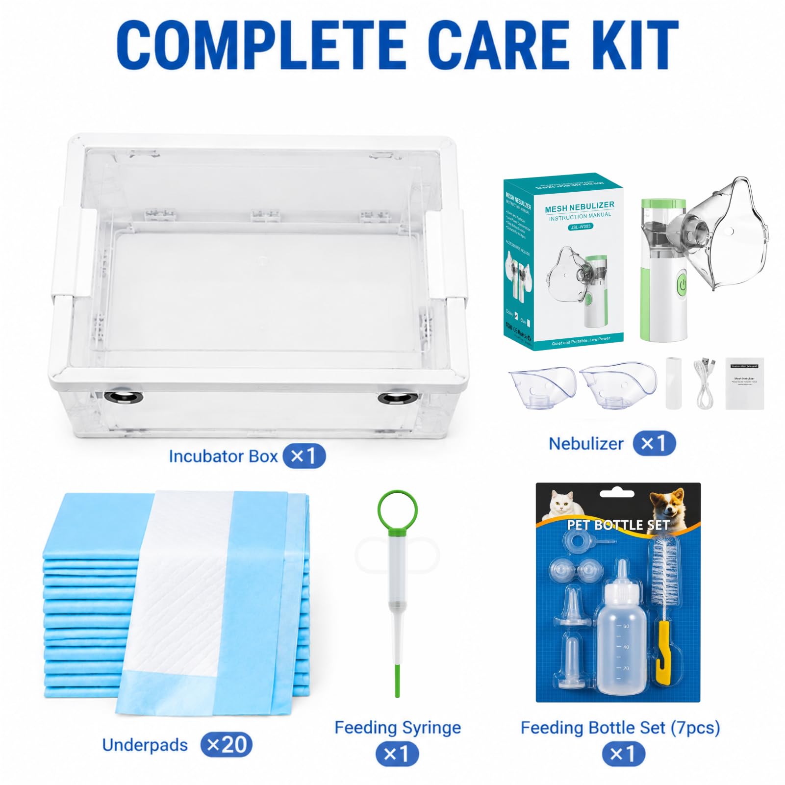 Caja de incubadora para cachorros, sistema de aire plegable para mascotas, sistema de incubación de oxígeno para perros y gatos, con nebulizador, 50 L, se adapta a gatitos de hasta 13 libras,