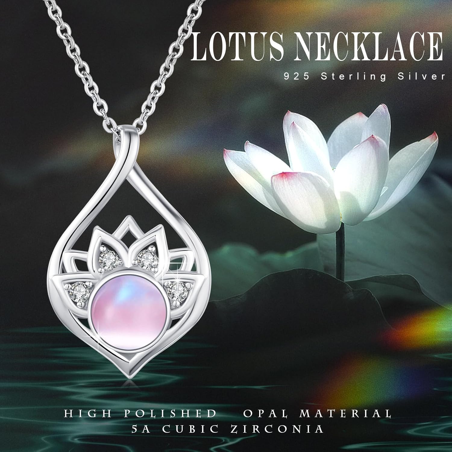 Lotus Necklace for Women 925 Sterling Silver Dainty Lotus Flower Pendant Necklace Yoga Jewelry Gifts for Women - Image 5