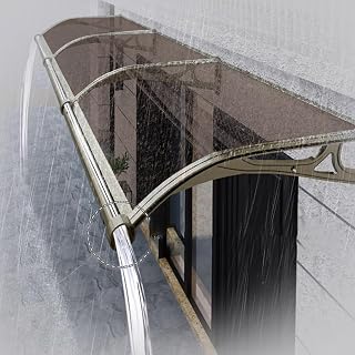 Exterior Front Door Awnings with Aluminum Bracket,Outdoor Polycarbonate Front Door Roof Canopy, with Guide Sink,Aluminum Bracket,awning & Canopies,for Garage Door, Balcony ( Color : Brown , Size : L12