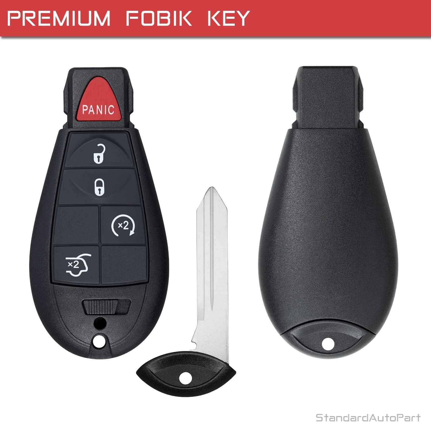 StandardAutoPart Premium Replacement Car Key for Grand Caravan Journey Durango Ram Town and Country M3N5WY783X IYZ-C01C (Complete Key, 5 Button Jeep)