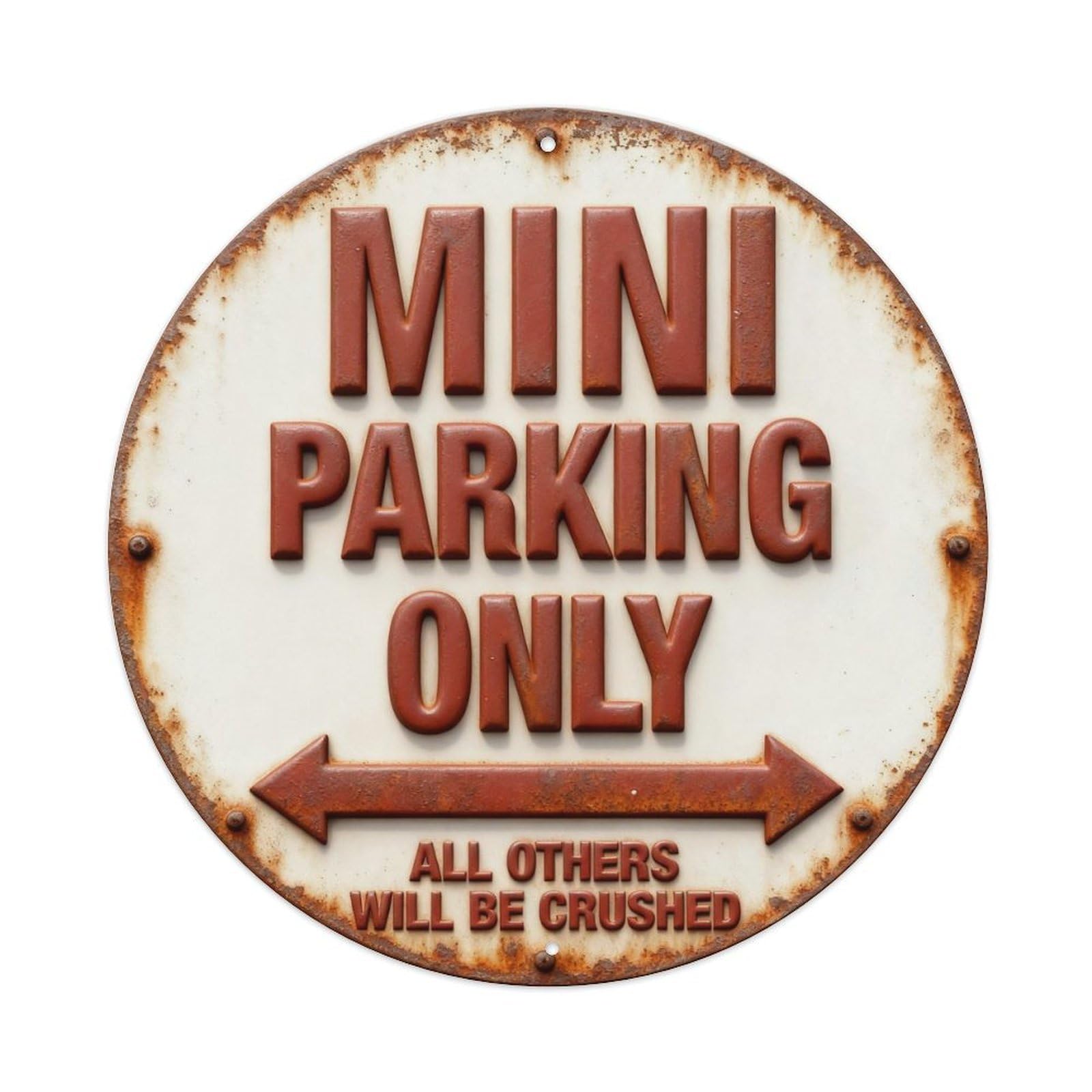 Mini Parking Only Sign With Arrows Round Metal Tin Sign Vintage Wall Decor, Bar Garage Cafe Kitchen Home Wall Art Poster 8x8inches