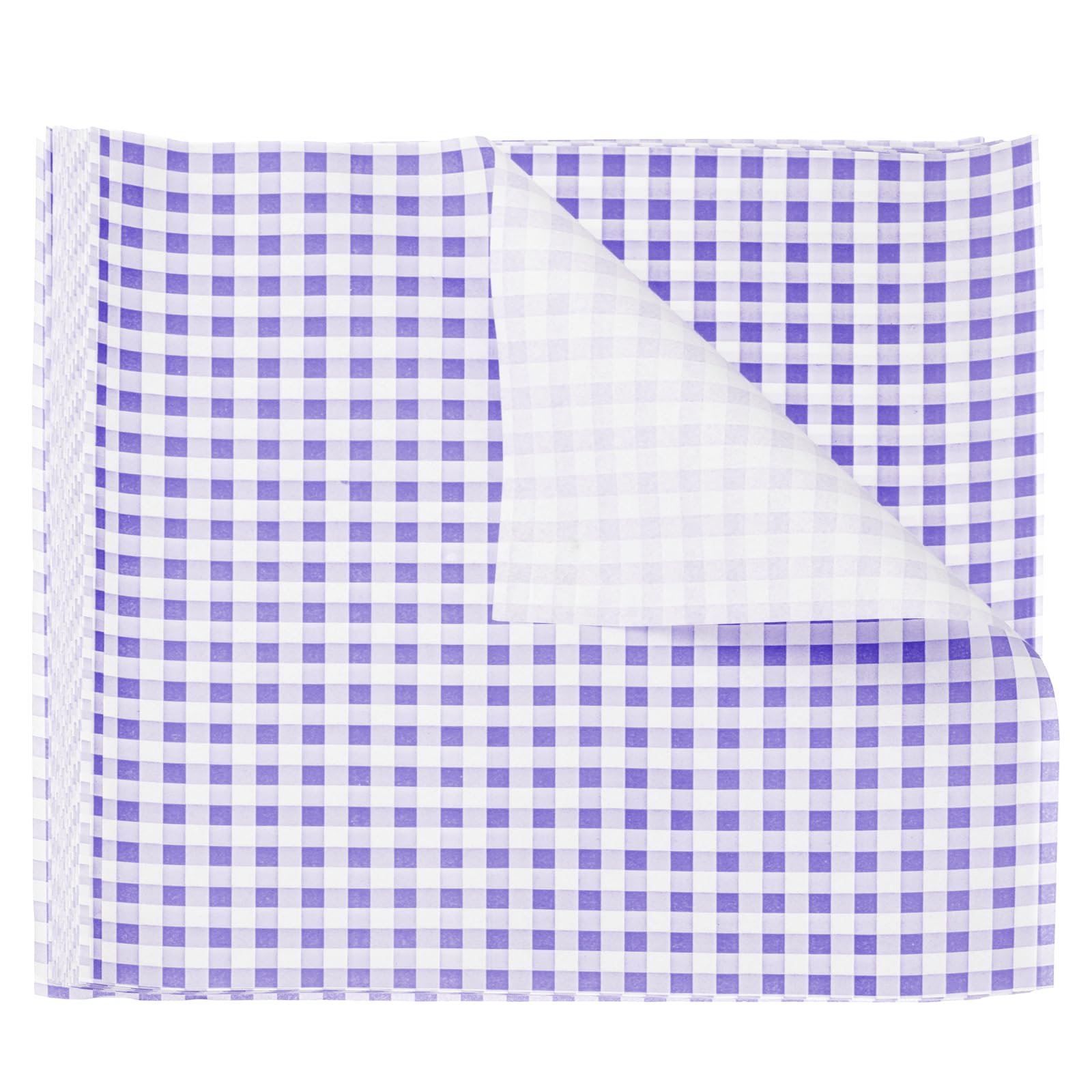 sourcing map 100pcs Square Checkered Wax Paper Sheets 9.84" x 9.84" Oil-Absorbing Dry Food Wrapping Paper for Sandwich Baking Paper Liners Picnic Basket Bread Hamburger Wrap Kitchen, Purple