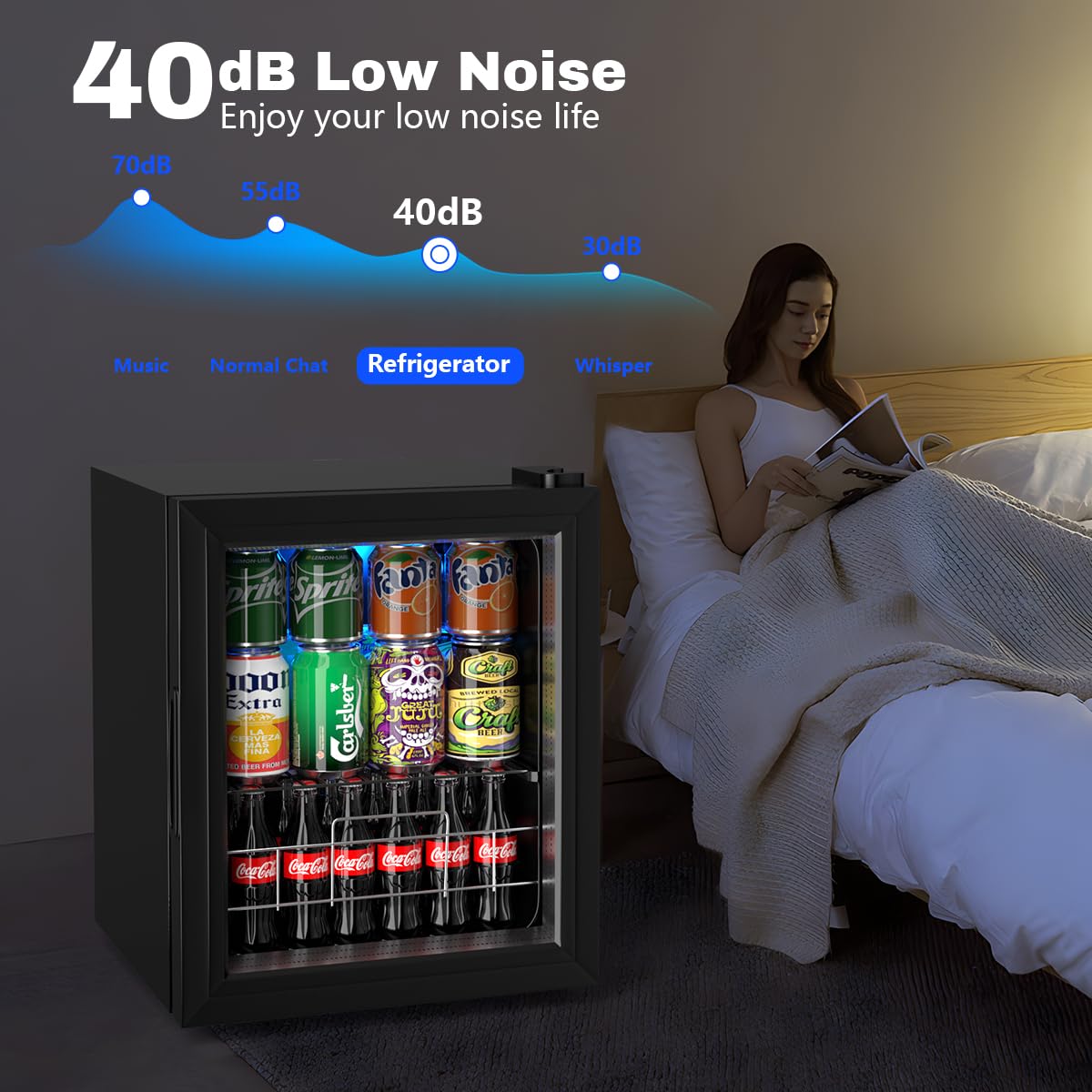 Iorbur Wine Cooler Refrigerator Small Mini Fridge Freestanding Beverage Cooler, 75 Can Beverage Refrigerator With Adjustable Shelving Glass Door For Beer Soda Or Wine Perfect Office Home Or Bar Black on Fridge.com - View 3