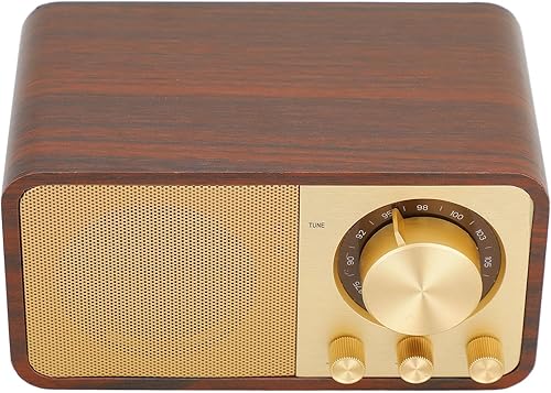 Yunseity Radio Bluetooth de madera retro, altavoces incorporados, altavoz portátil, elegante y vintage diseño vintage decoración altavoz para