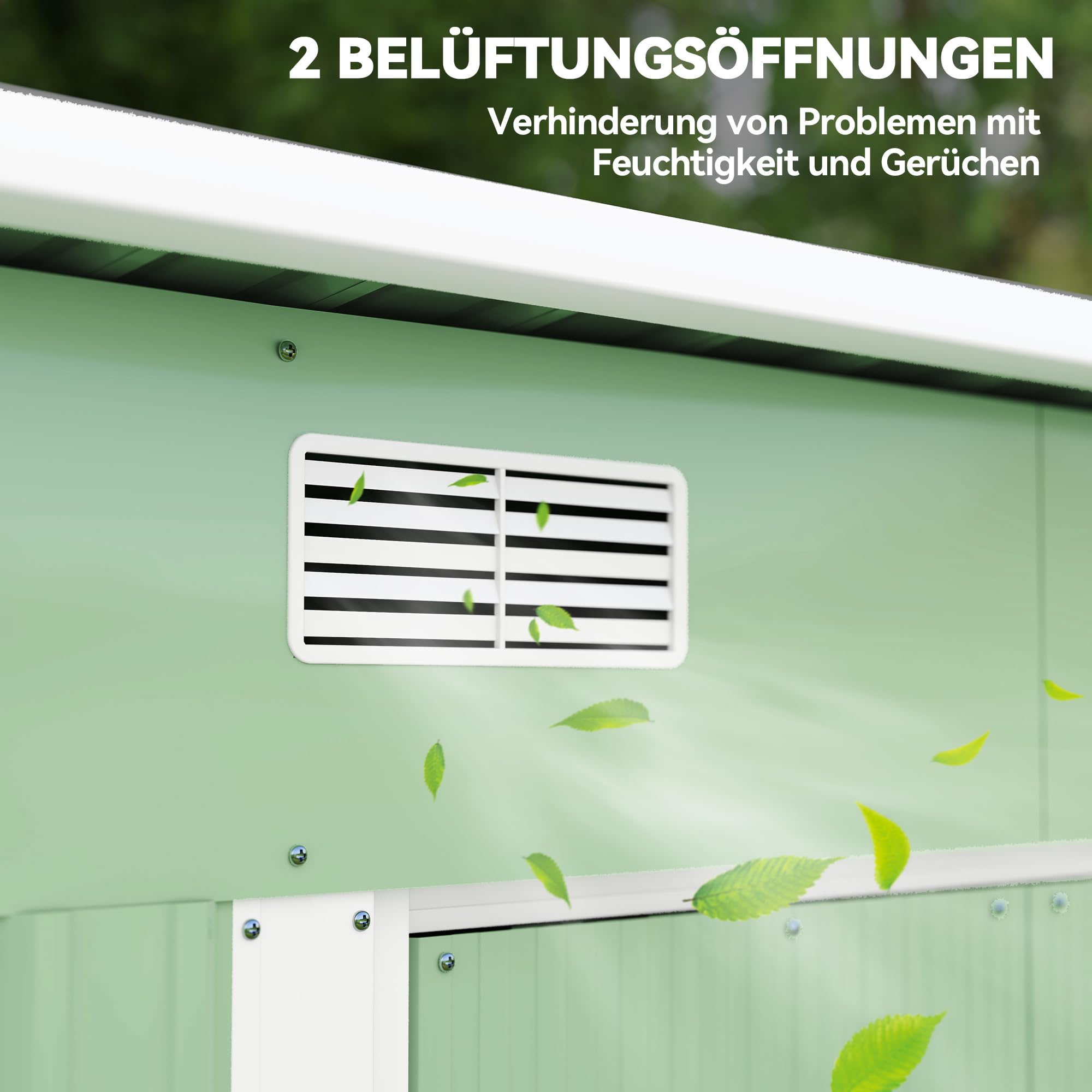 Outsunny Gerätehaus 2,3 m² 207 x 130 x 182 cm Metall Garten Schuppen mit Fenster Pultdach Schiebetüren Fundament wetterfest Geräteschuppen Outdoor Gartenhaus für Hinterhof Grün | Metall Garten Schuppen, Schiebetüren, Fundament, Wetterfest, Geräteschuppen,