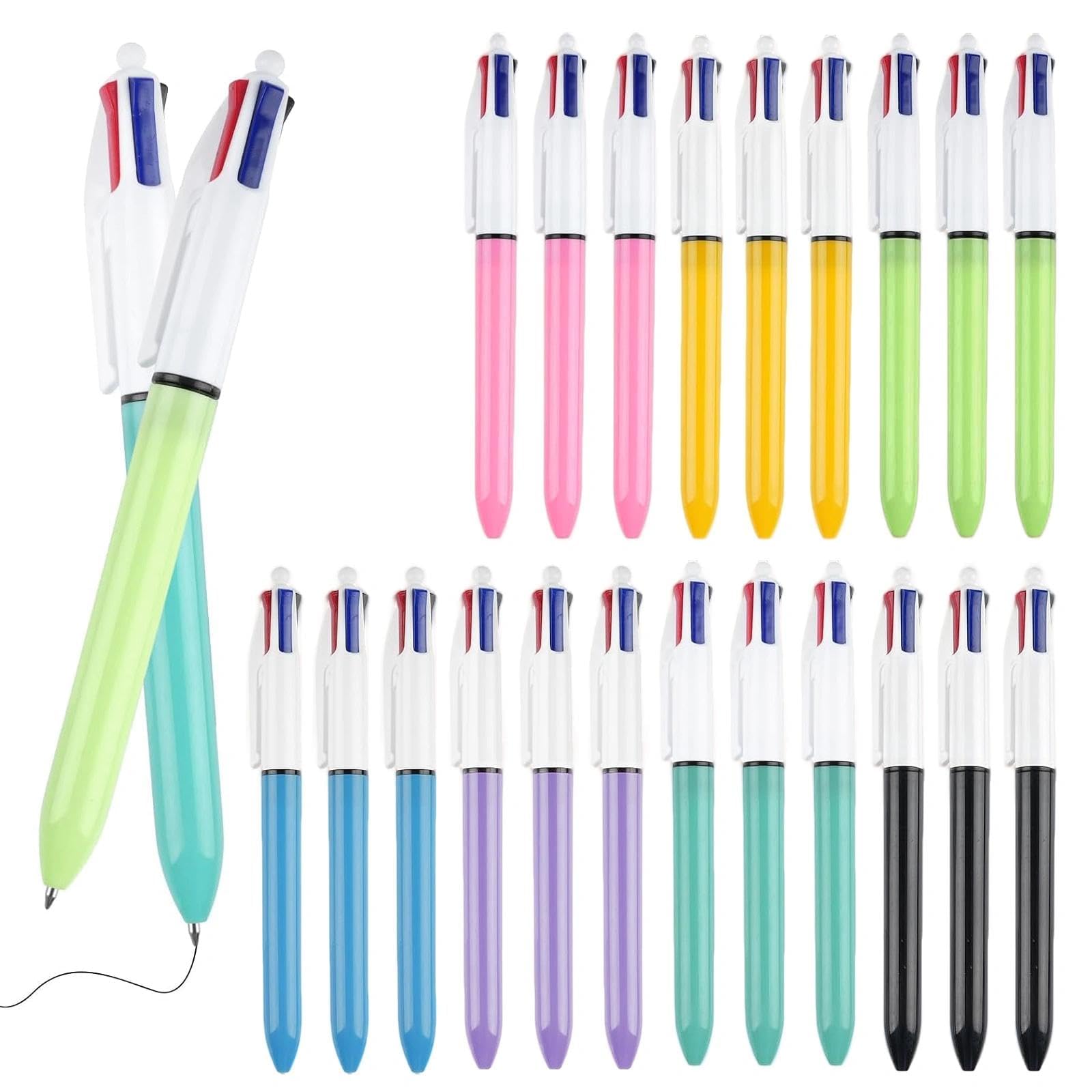 21 Piezas Boligrafo 4 Colores Retráctil – Ballpoint Pen Punta de 1.0 mm | Pens con Tinta Suave Multicolor Práctico y Elegante Perfectos como Regalo o Suministros Escolares para Oficina Escuela Hogar