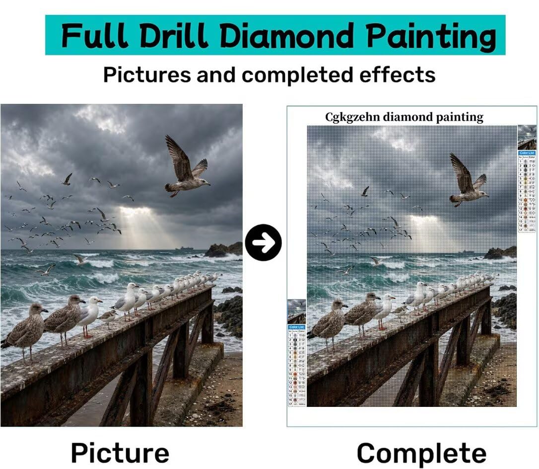 Diamond Painting Gaviota, Manualidad Creativa y Relajante 80x100cm C8-126