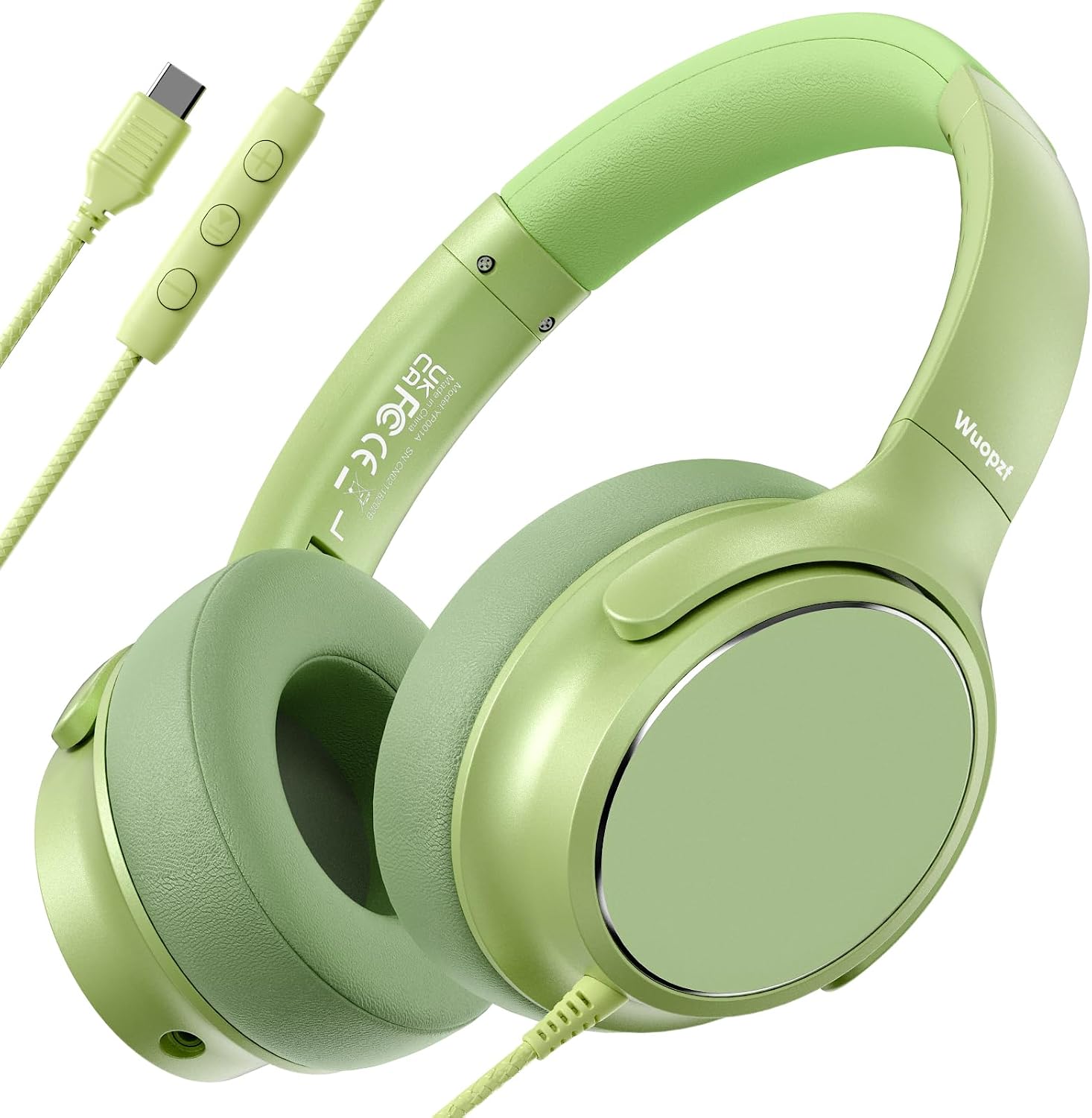 USB C Wired Over-Ear Headphones with Microphone | Volume Control, Share Port, Adjustable Headband Foldable Stereo Headset for Adult/Teens for iPhone 16, Laptop, Gaming, Travel