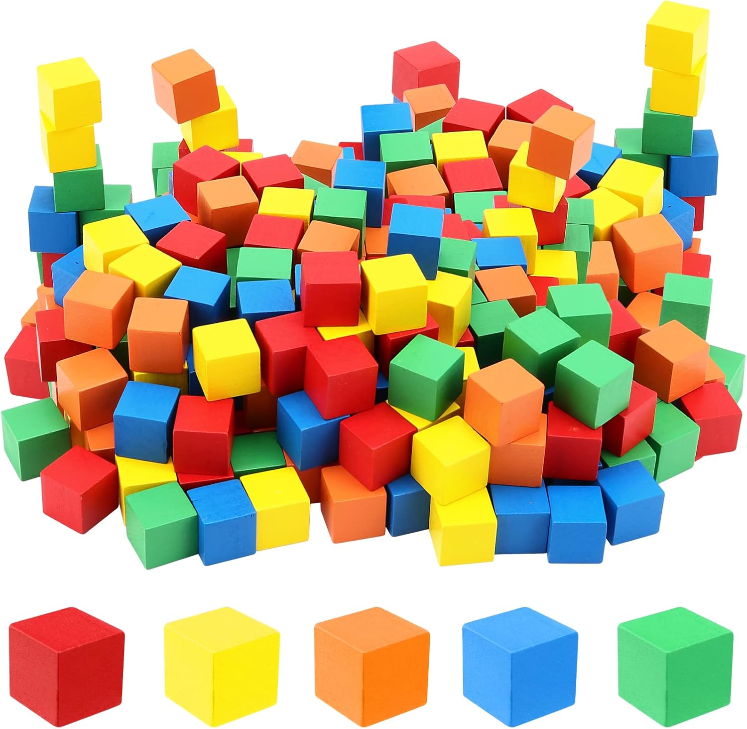 400 PCS Wooden Blocks, Colorful Cube Blocks 0.8 Inch Square Cube Blocks Wooden Cube Block for Crafts, DIY Projects and Puzzle Making