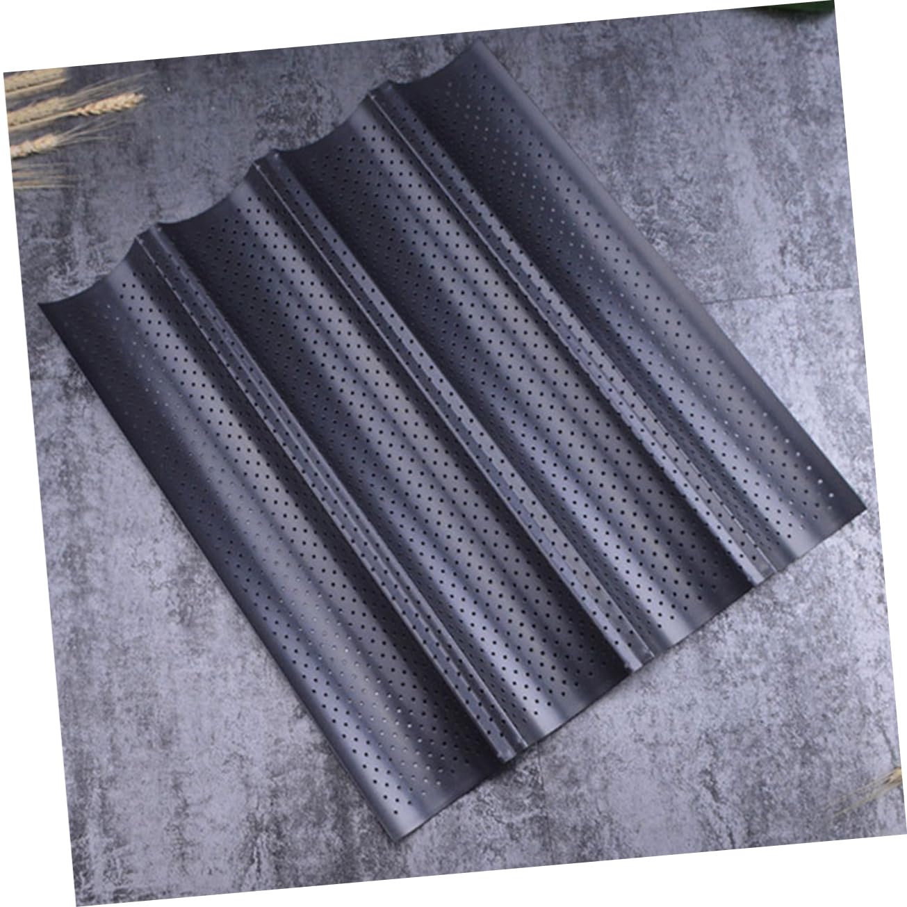 COLLBATH 1Pc Non Stick Baguette Baking Tray Heat French Bread with Air for Baked Loaves for All of Bread Black