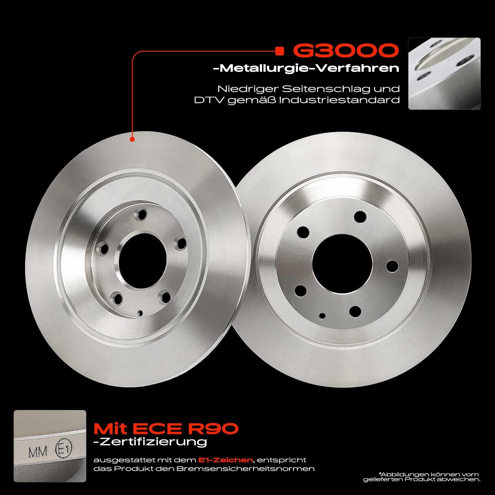 Frankberg Bremsensatz inkl. 2x Bremsscheiben + 4x Bremsbeläge Hinten Kompatibel mit CX-5 GH KE Replace# K01126251B,K0Y12648ZC9C