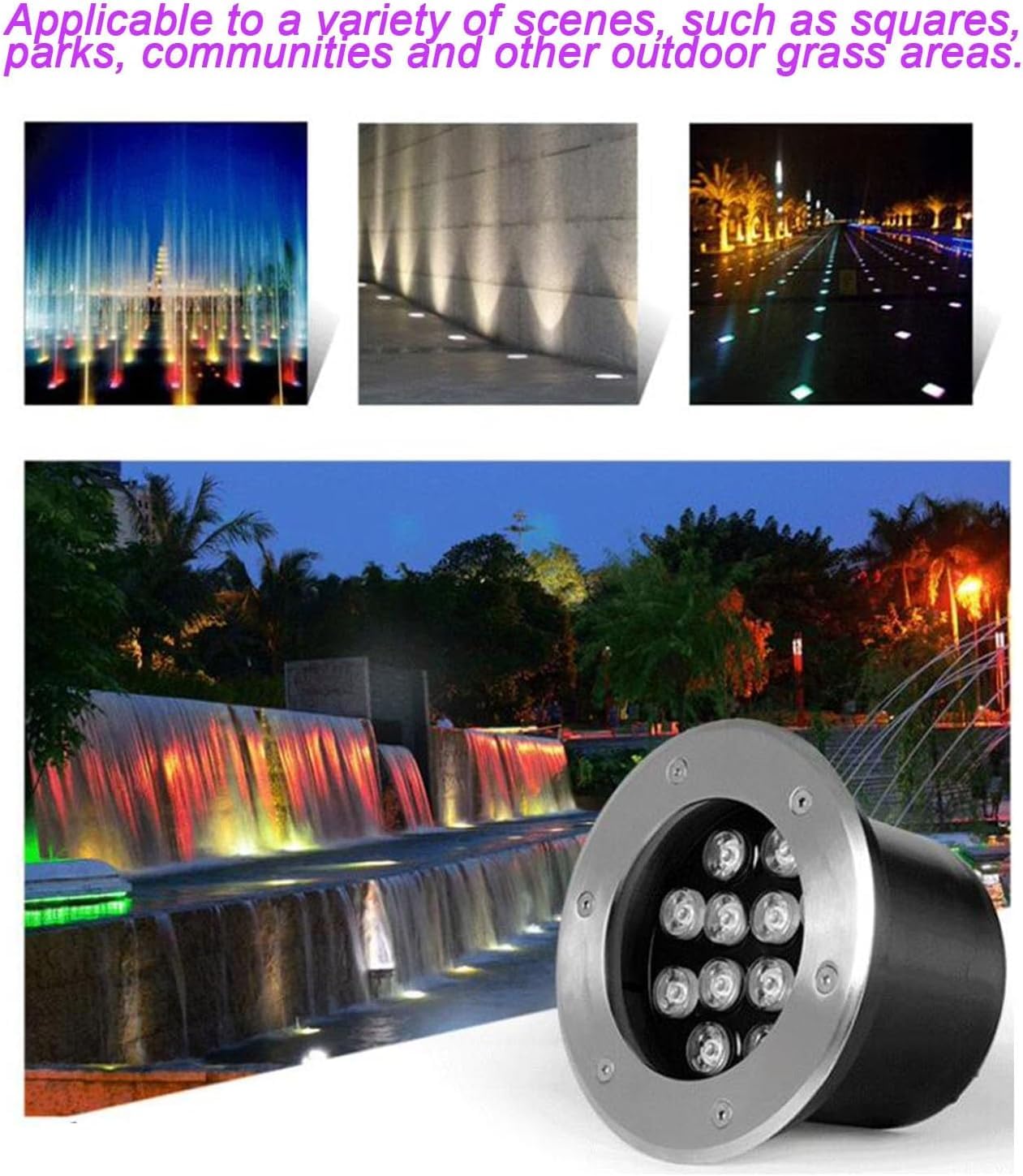 Projecteur LED Subaquatique pour Bassin Jardin Fontaine Éclairage RGB avec Télécommande Indice De Protection Ip68 24 V 6 W Ou 12 V 3 W