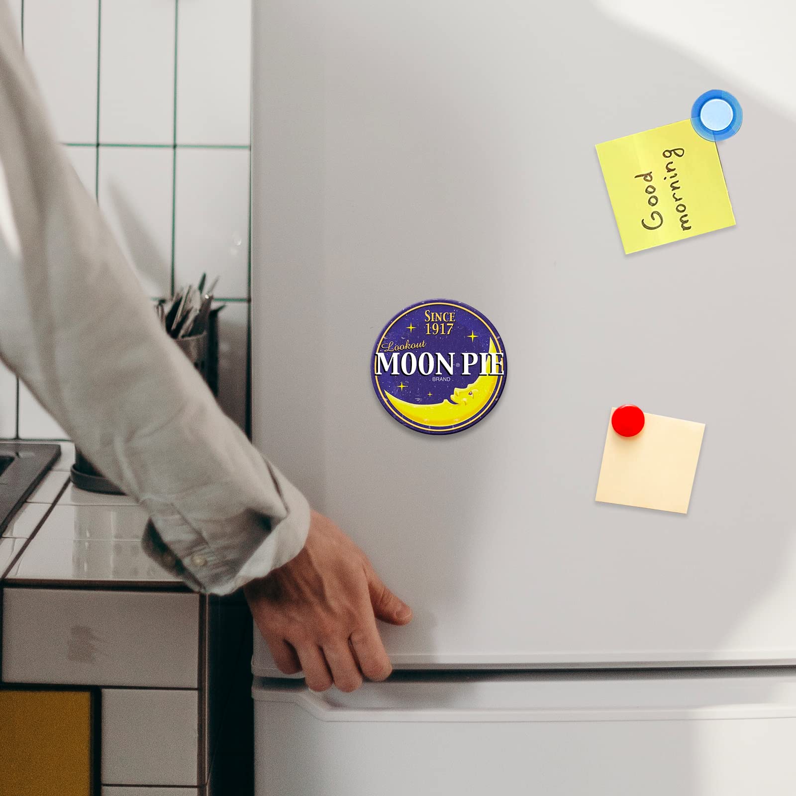 Desperate Enterprises Moon Pie Logo Refrigerator Magnet - 3" Round Retro Design, Made In USA