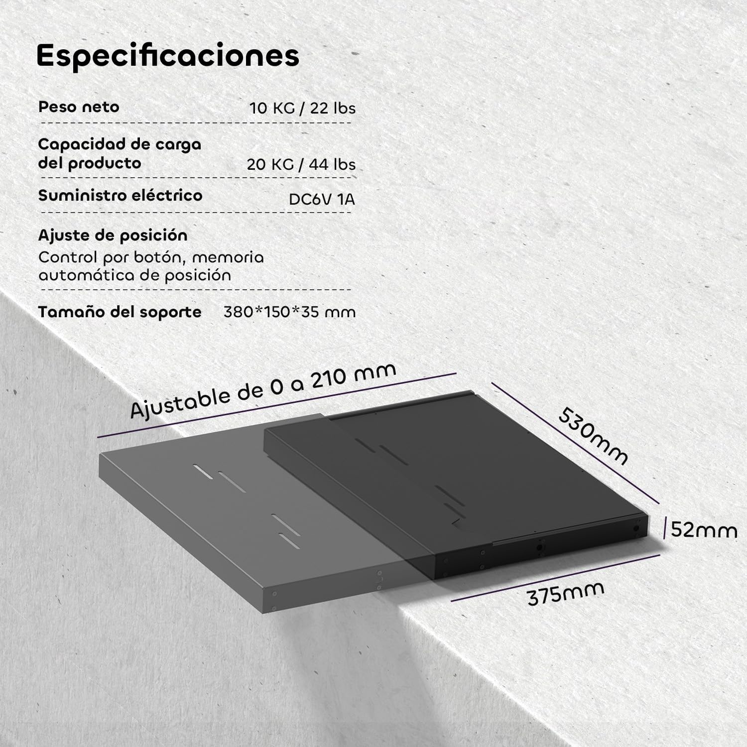 Bandeja Deslizante Motorizada para Proyectores Ultra Corto, Extensible 80"-150", Telescópica Retráctil Automáticamente, Sincronización Inteligente con la Potencia del UST Laser TV