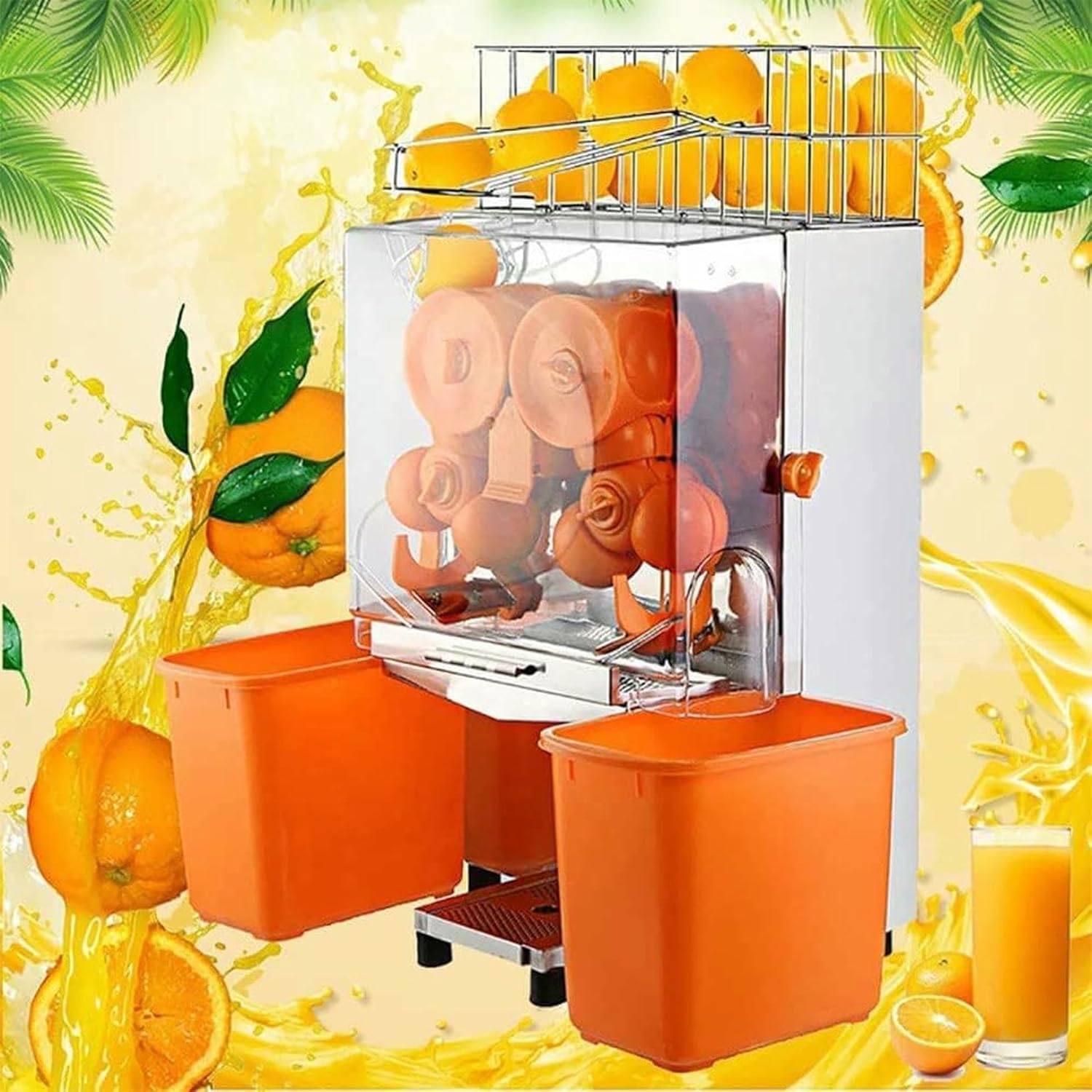 Commercial Automatic Orange Juice Machine, Feed Orange Juice Drink Making 20 Pieces/min, Electric Citrus Juicer, for Shop Bar Restaurant Use