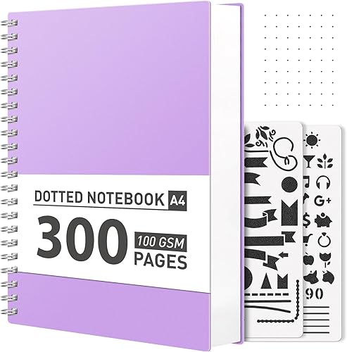 AHGXG Cuaderno de espiral con puntos y viñetas, cuaderno grande de puntos A4 de 8.5 x 11 pulgadas, cuaderno de cuadrícula de puntos de 300 páginas, disponible en Yaxa Costa Rica