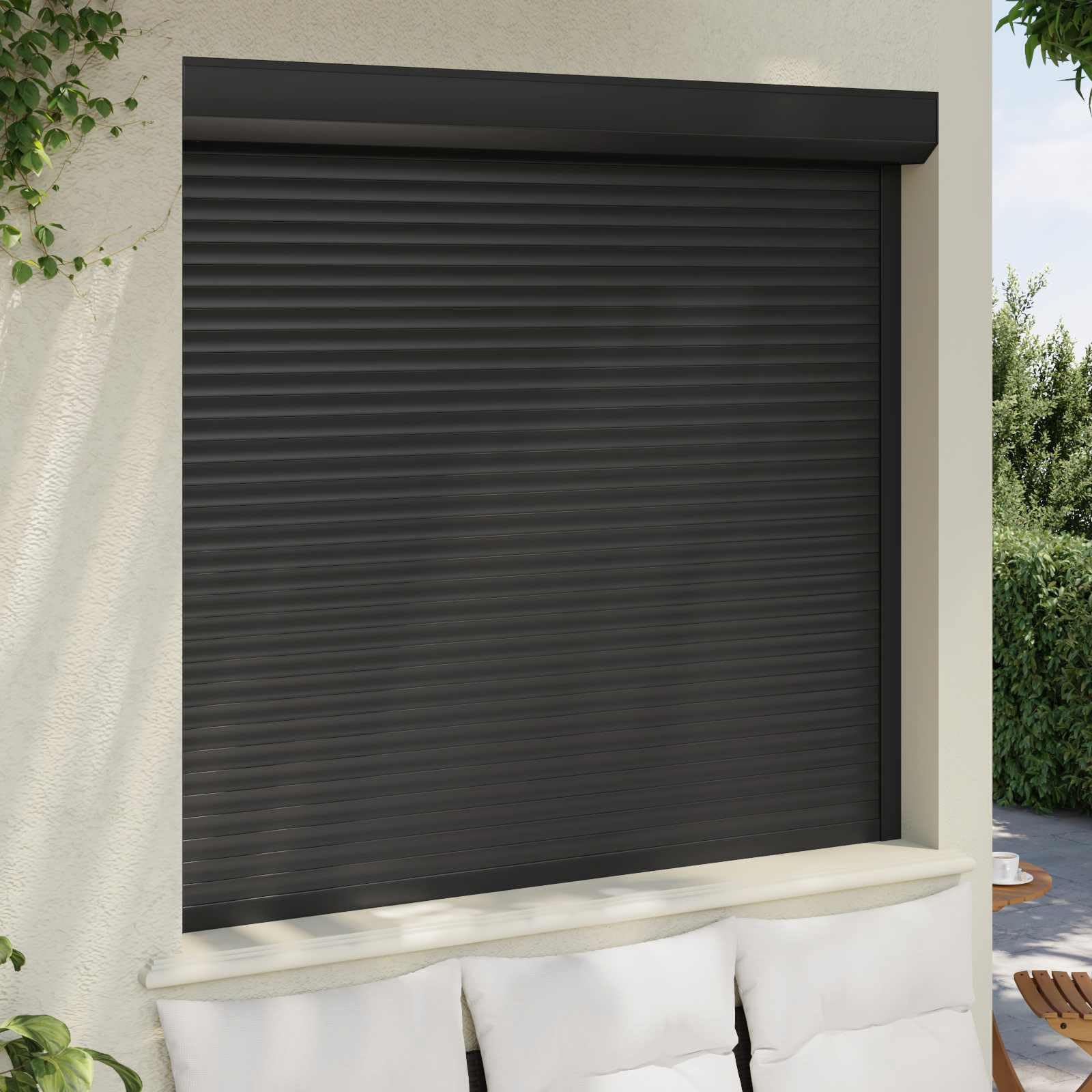 Volet roulant anthracite 160 x 150 cm en aluminium polyuréthane volet de fenêtre volet vénitien à lamelles pour façade extérieur intérieur brise-vue protection solaire