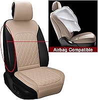 Vista 4 de Sanwom Fundas de Asiento Delantero para Automóvil - Fundas de Asiento de Cuero con Bolsillo de Almacenamiento y Dos Almohadillas para Cinturón