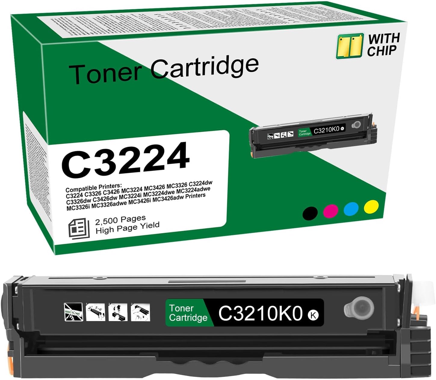 C3210K0 Toner Cartridge (with Chip) Replacement for Lexmark C3224 Black Toner Cartridges Black for C3224 C3326 C3426 MC3224 MC3326 MC3426 Printer Ink (1-Pack)
