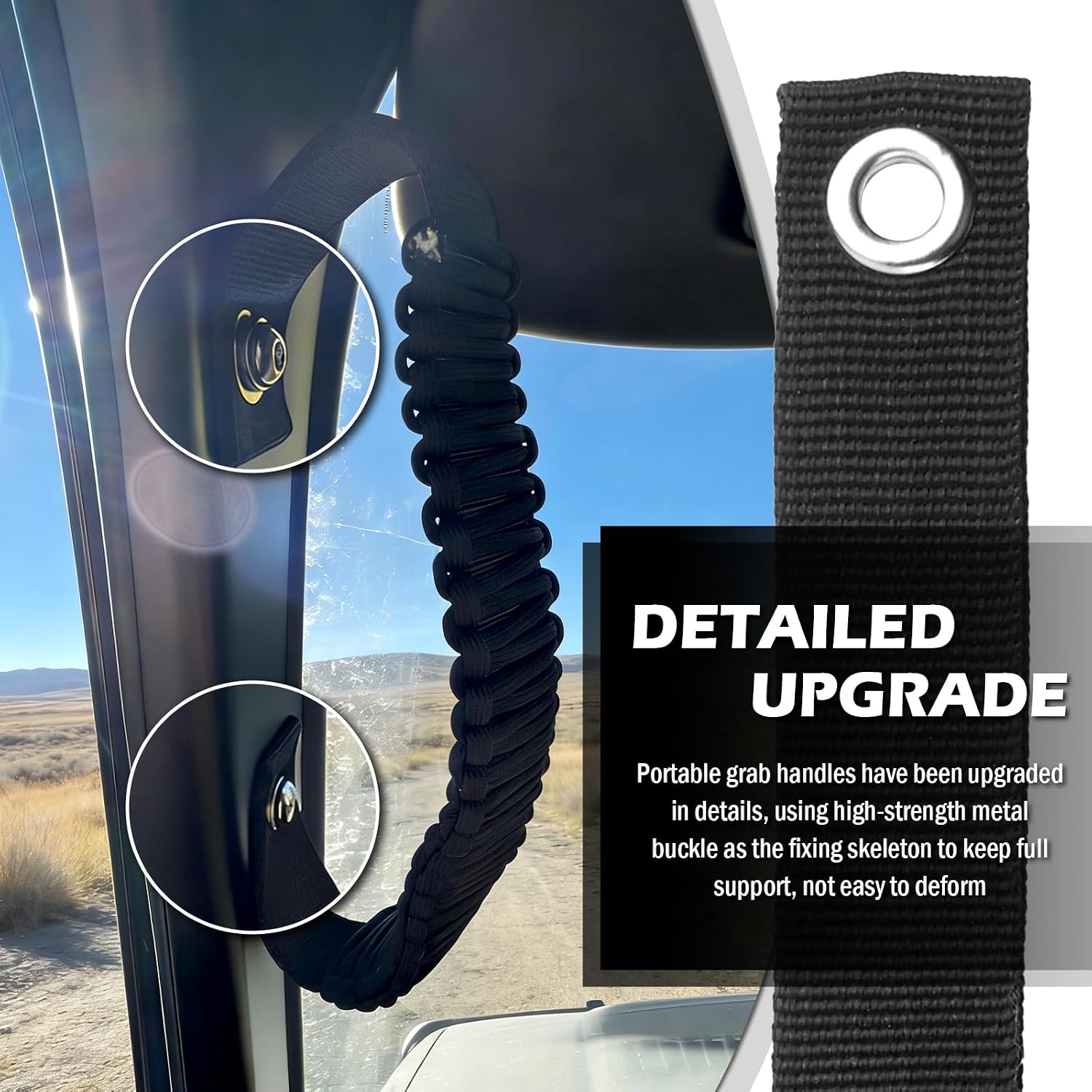 2PCS 2026 New Roll Bar Grab Handles,Compatible with Ford Bronco Grab Handles for 2-Door & 4-Door 2021-2025,Portable Paracord Handle Car Interior Accessories for Solid Grip