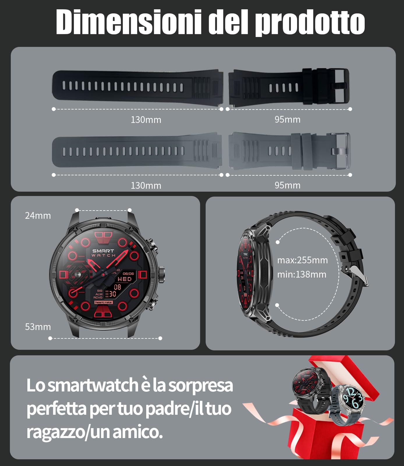LIGE Smartwatch Uomo con Torcia LED, 1.85" HD Orologio Intelligente Fitness Chiamate Bluetooth, 710mAh Militari Smartwatch Tracker Attività 100+Modalità Sportive per Cardiofrequenzimetro, Android iOS