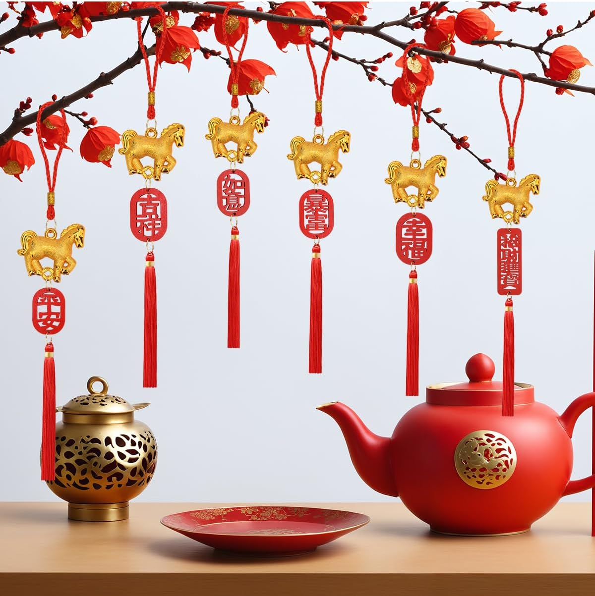 10 Pcs Chinese New Year Decorations Year of The Horse 2026 Decorations Lunar New Year Decorations for Home Room Office Kitchen Room Bedroom