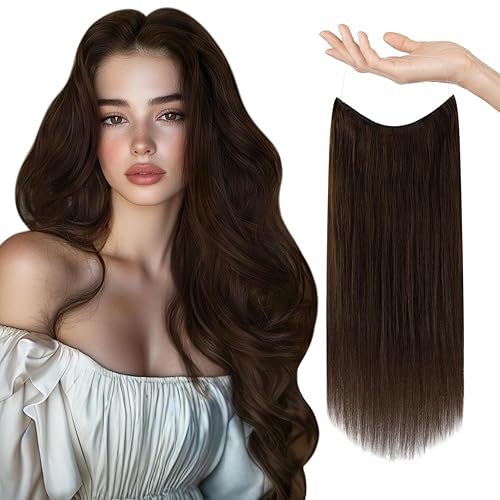 Sunny - Extensiones de cabello humano real con hilo de nailon, color marrón oscuro, #4, extensiones de cabello humano transparente color marrón