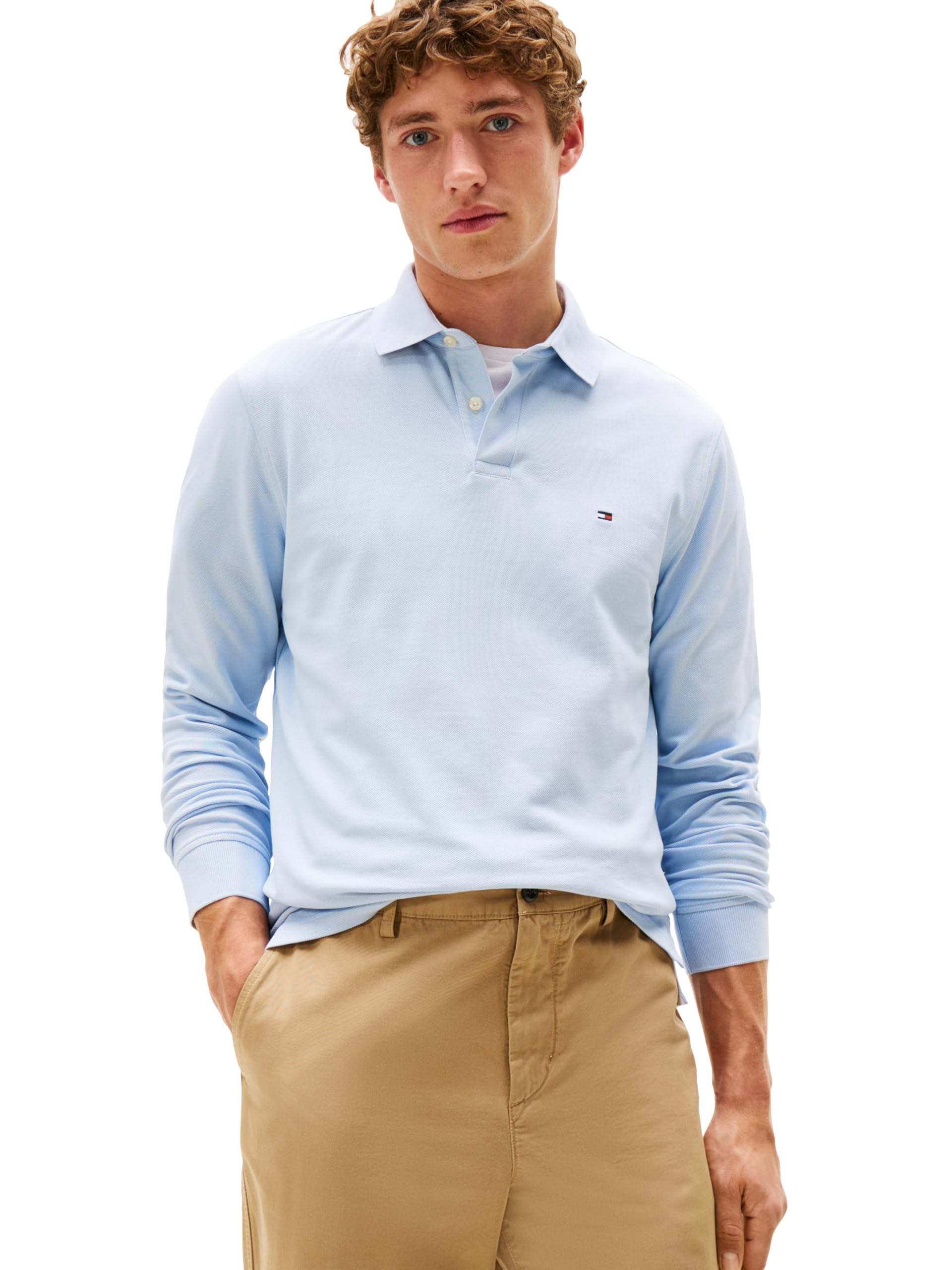 Tommy Hilfiger Long Sleeve Polo Shirts in Regular Fit with Stretch And Organic Pique Cotton Polo Manica Lunga Regular Fit con Stretch e Cotone piqué Biologico Uomo (Pacco da 1)