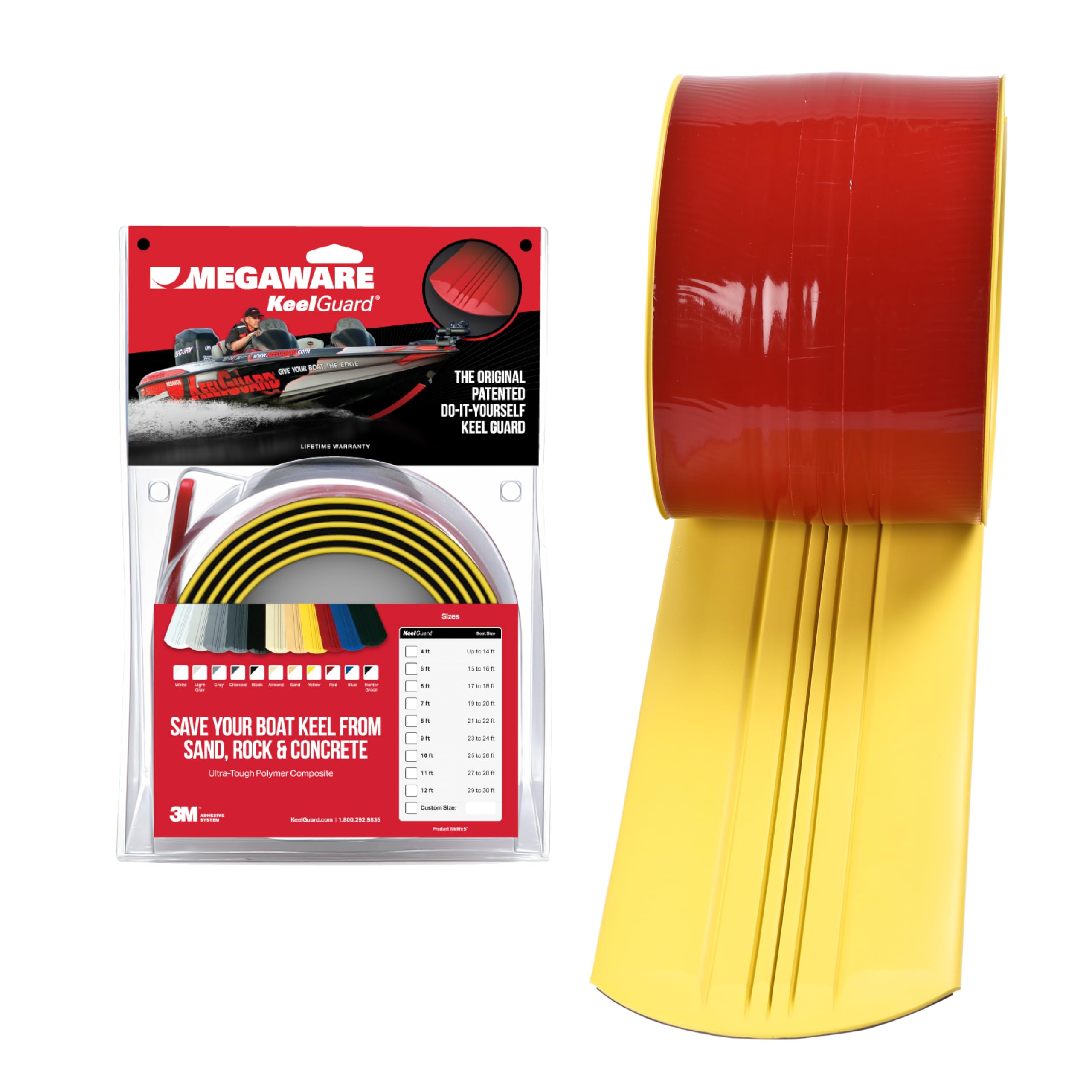 Megaware Self-Adhesive DIY Keel Guard - Prolongs The Life of Your Boat - Protects from Abrasive Sand, Rocks and Oyster Beds - 9 Kit Sizes - 5 Inches Wide (Yellow)