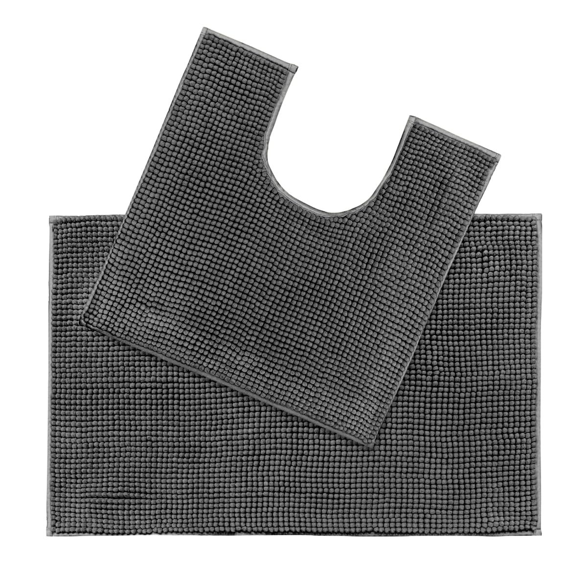 Allure Chenille Bobble Bath Mat Set - Non Slip Two Piece Bath & Toilet Mat Set, Super Soft, Absorbent & Easy Care (Charcoal) — image 1