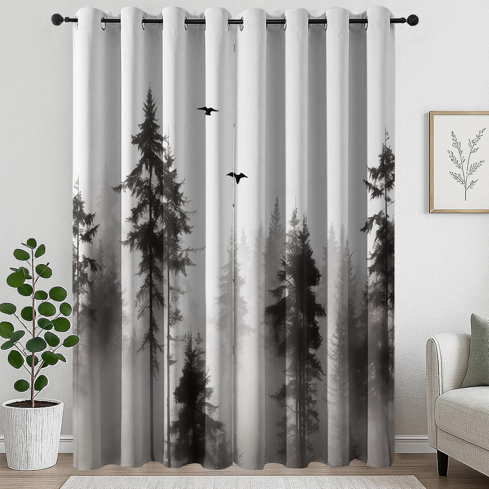Rideaux occultants forêt 160x260cm | Double panneau opaque isolant