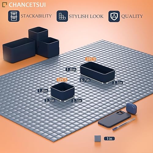 Miniatura 5 de Juego de 6 organizadores apilables para cajones, separadores de cajones de escritorio, bandejas de maquillaje cosmético para tocador de baño,