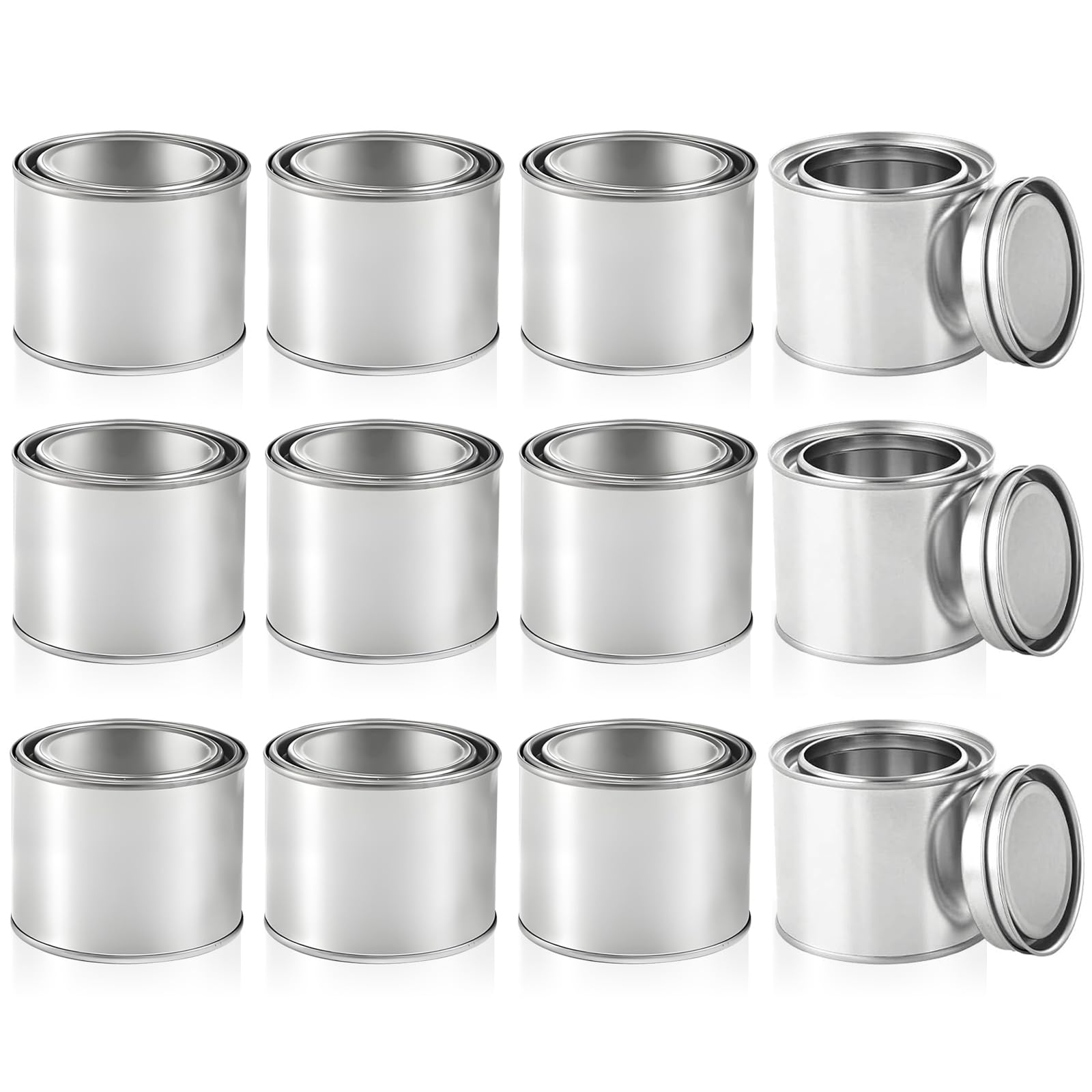 12 PCS Paint Cans with Lids, 300ml Empty Paint Tins Unlined Metal Paint Pail Multipurpose Storage Paint Bucket for Painting Diy Project Arts and Crafts