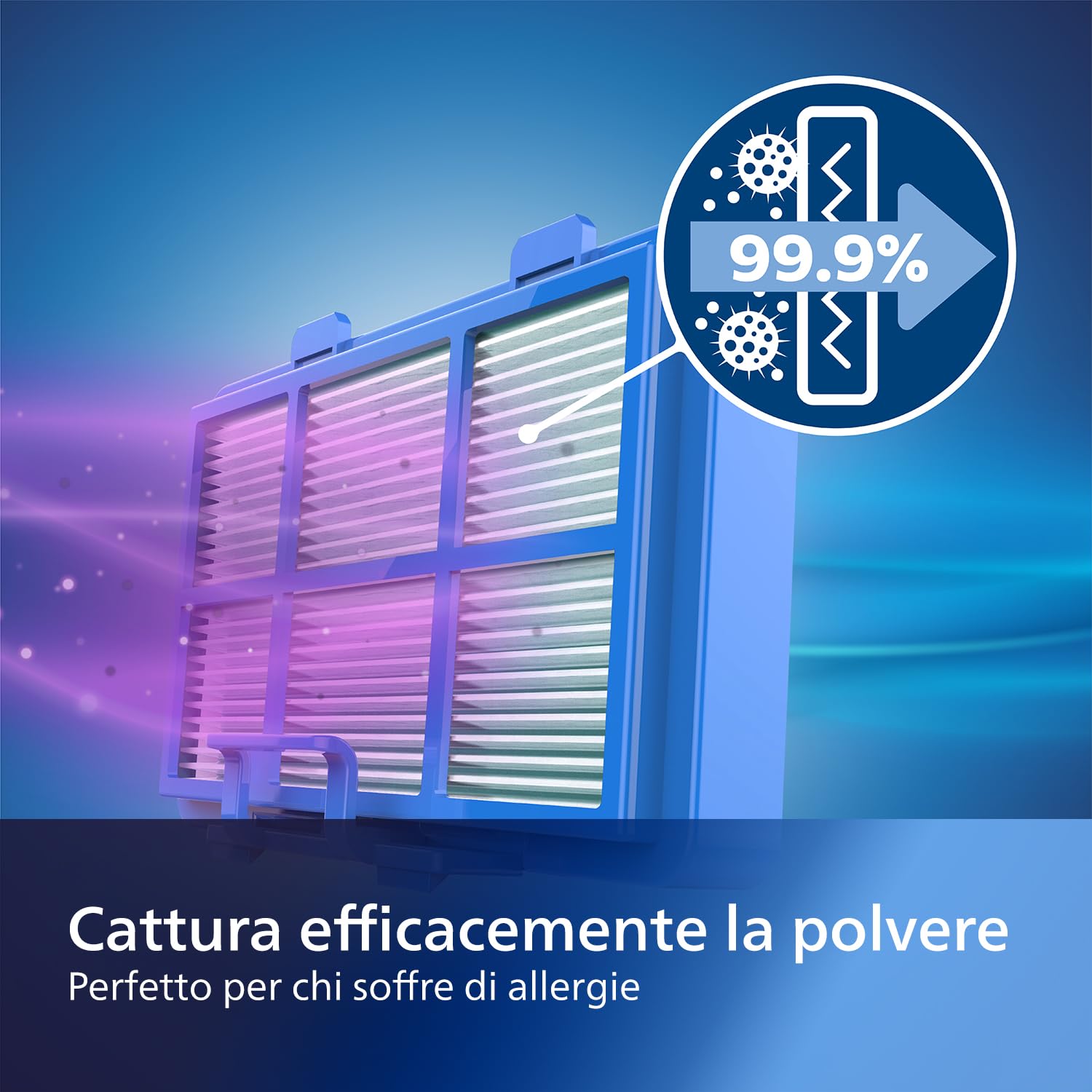 Philips Serie 3000 Aspirapolvere con Sacco, Motore da 900 W, tecnologia AirflowMax, capacità di cattura del 99,9% della polvere, filtro anti-allergico HEPA, raggio d’azione di 9 metri (XD3110/09)