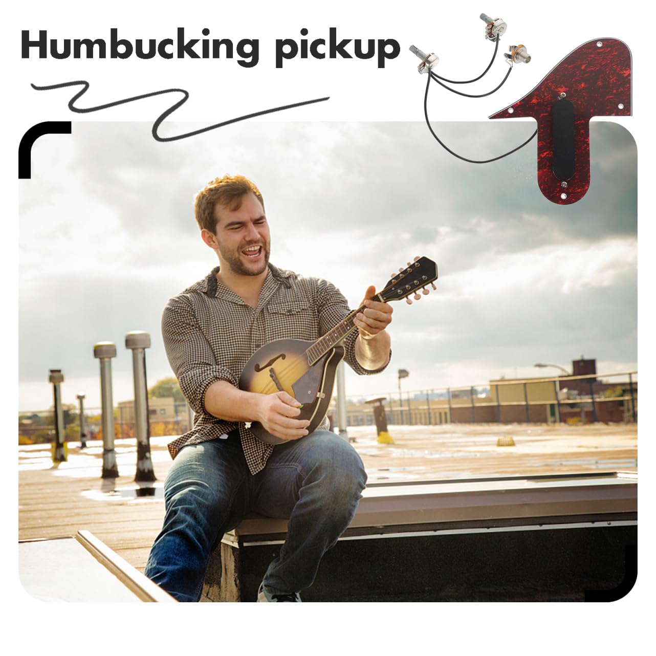 Supvox Mandolin Pickguard Assembly Mit Humbucker-pickup in Rot-tortoisenschild Pvc-schutzplatte Stil Mandolinen Schlagfest Kratzfest