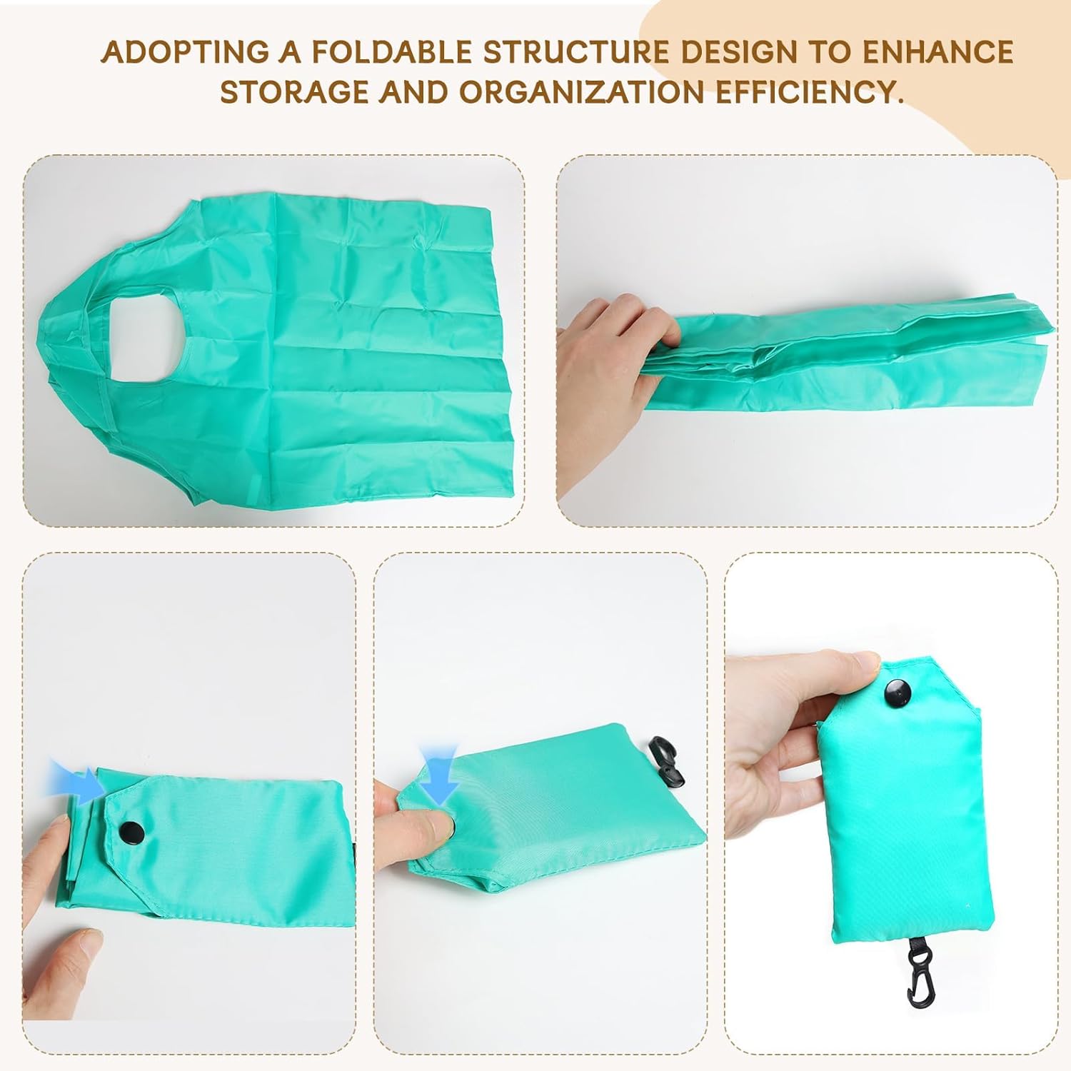 2 Pack Foldable Shopping Bag, Waterproof Reusable Grocery Tote Bag Holder,Nylon(White) - Image 6