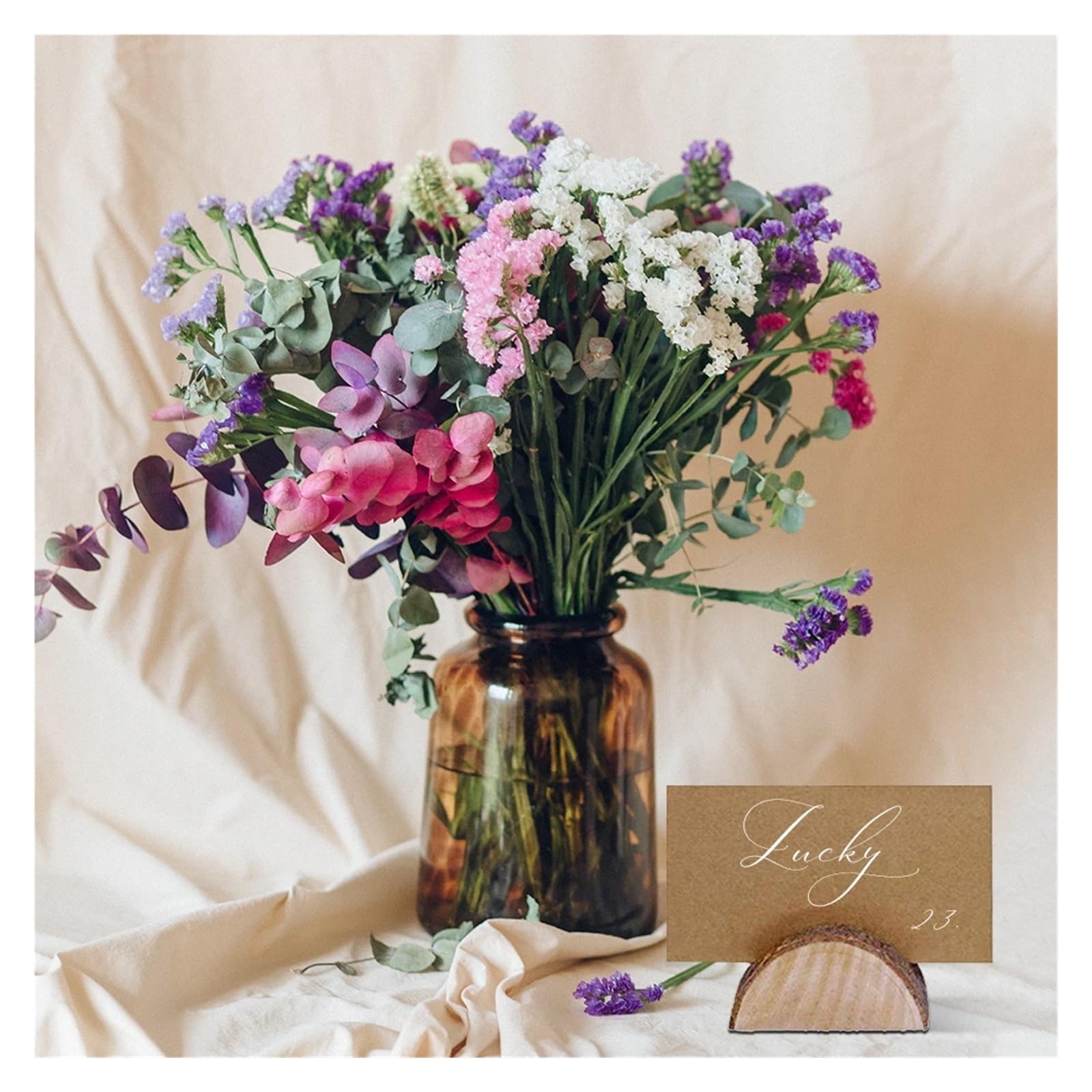 soportes para números de mesa, 10 soportes de madera con forma tocón for tarjetas lugar boda, mesa, menú, fotos y(10pcs E)