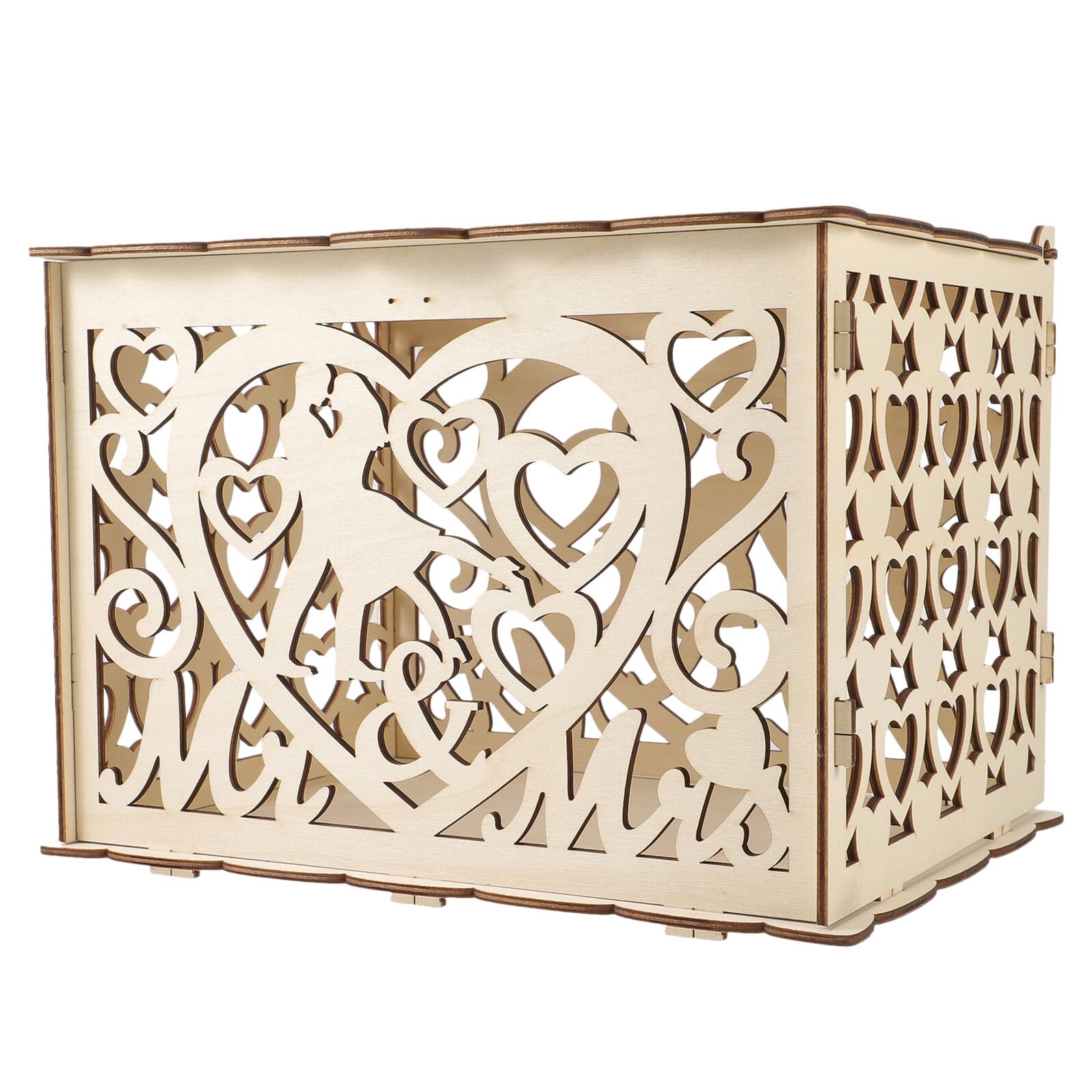 DOITOOL Scatola in Legno per Buste Matrimonio Grande Capacità e Superficie Liscia, Scatola Rustica per Raccogliere Auguri nel Giorno del Matrimonio