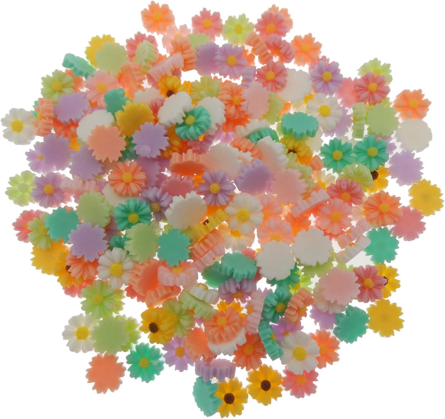 100-Pack Multicolors Mini Daisy Resin Flat Back Flowers Scrapbooking Embellishments DIY Craft Making Ornament Nail Art Stickers Decorations 8mm