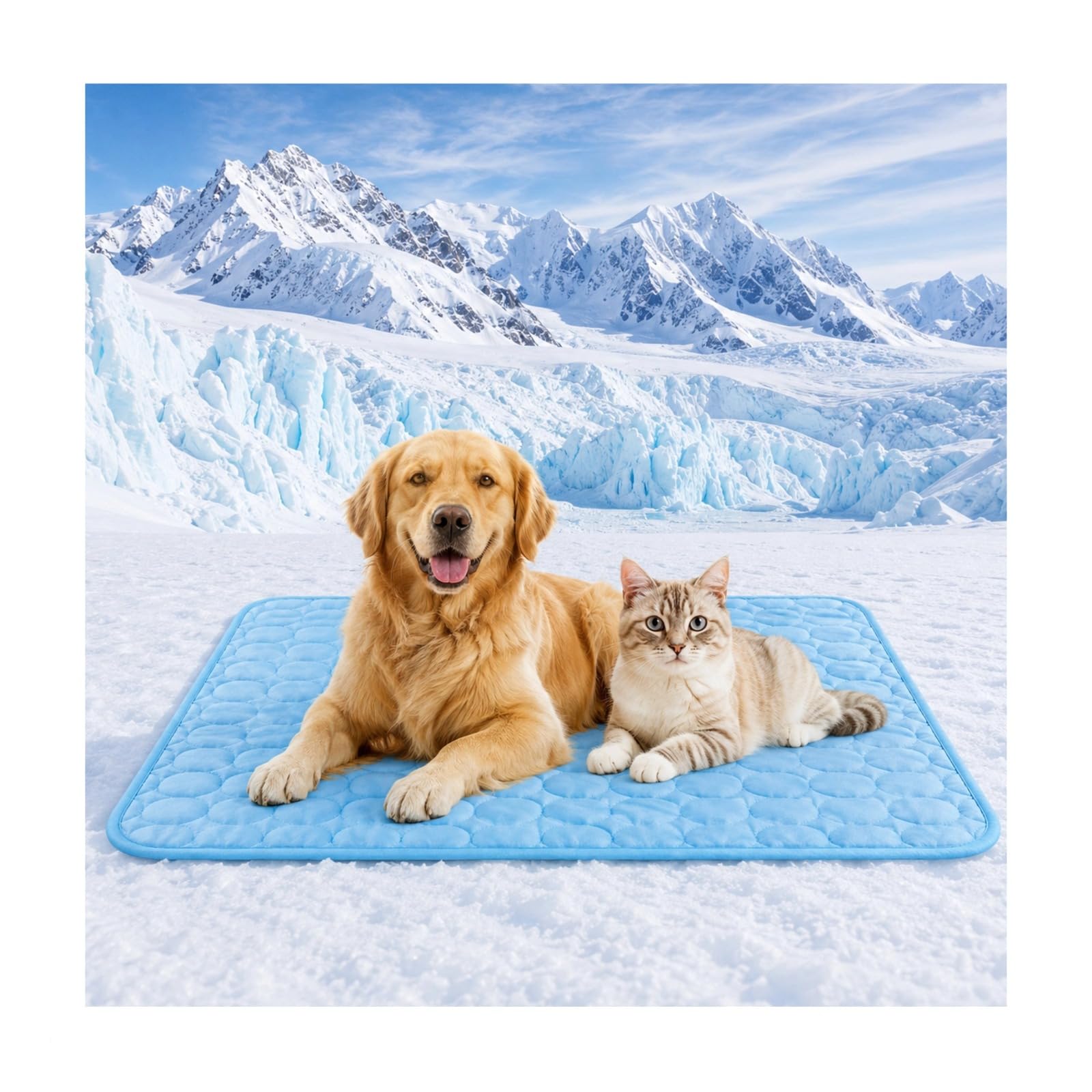 Pet Cooling Mat, Breathable Summer Mat for Pets, Portable & Washable Non-Slip Pet Pad, Suitable for Indoor, Outdoor, Crate, Cat Bed Sky Blue 100 * 70cm
