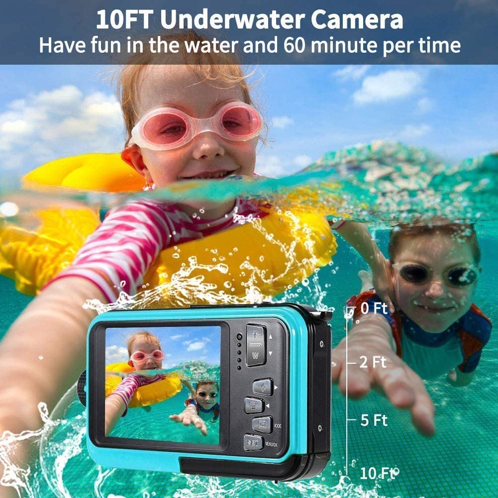 Appareil Photo Etanche sous Marin Caméscope 2.7K 1080P FHD 48 MP Améra Vidéo Numérique Camescope Vidéo Selfie Action Caméra