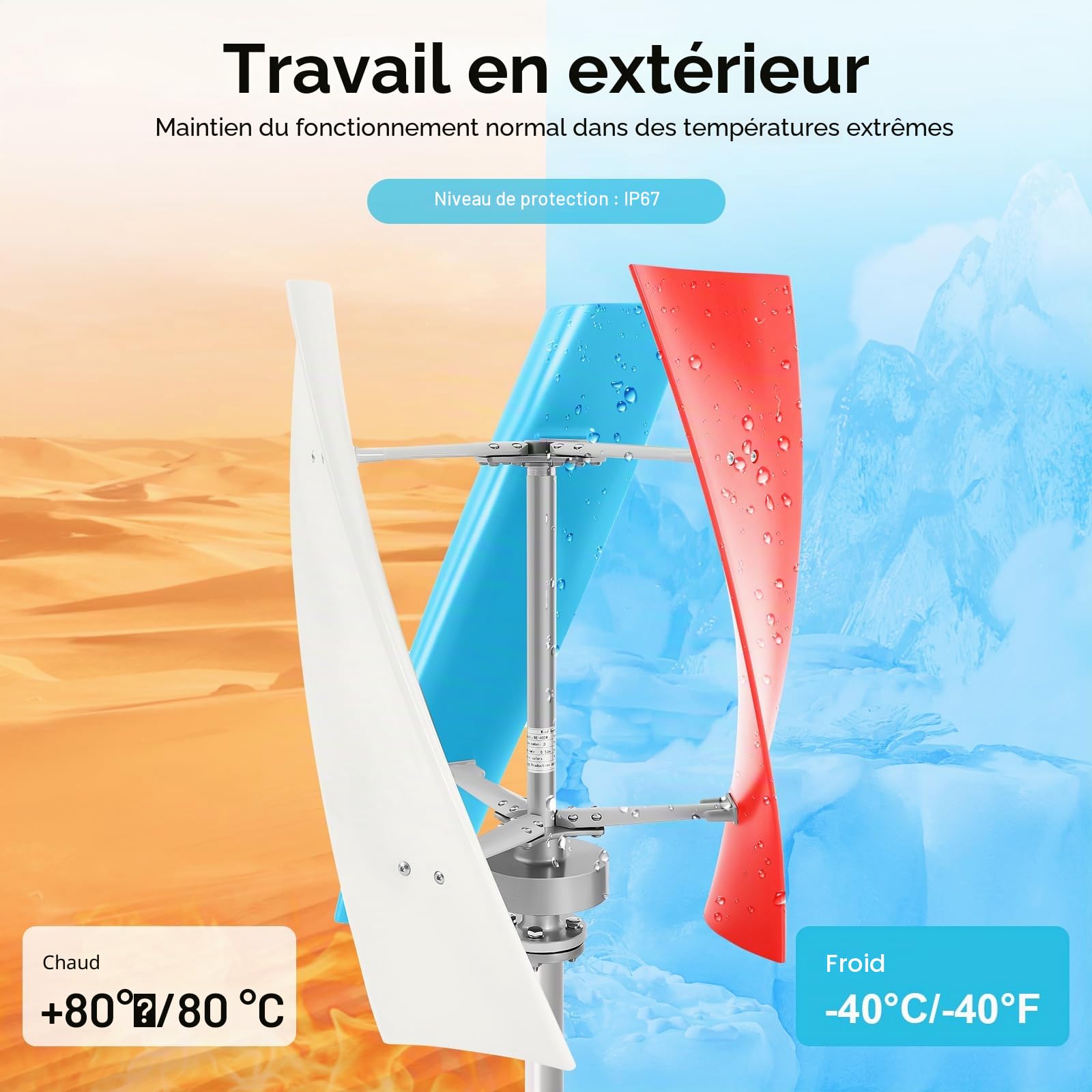Générateur d'éolienne 400W 24V 3 pales hélicoïdales Générateur d'énergie éolienne à axe vertical Éolienne à turbine éolienne avec contrôleur